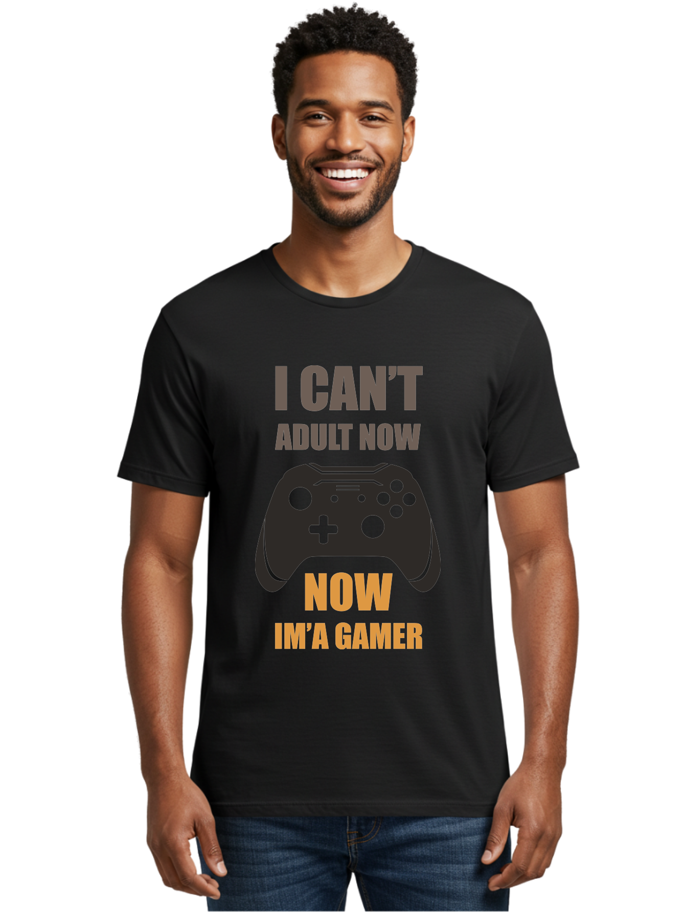 I-Can-T-Adult-Now Men'S Graphic Tee, 100% Cotton, Comfortable Casual Summer Wear, Machine Washable, Gaming Humor, Gamer Life, Video Game Controller, Can'T Adult, Gaming Culture, Fun Quote, Gaming Quote, Playful Graphics, Gaming Phrases - Aaa644