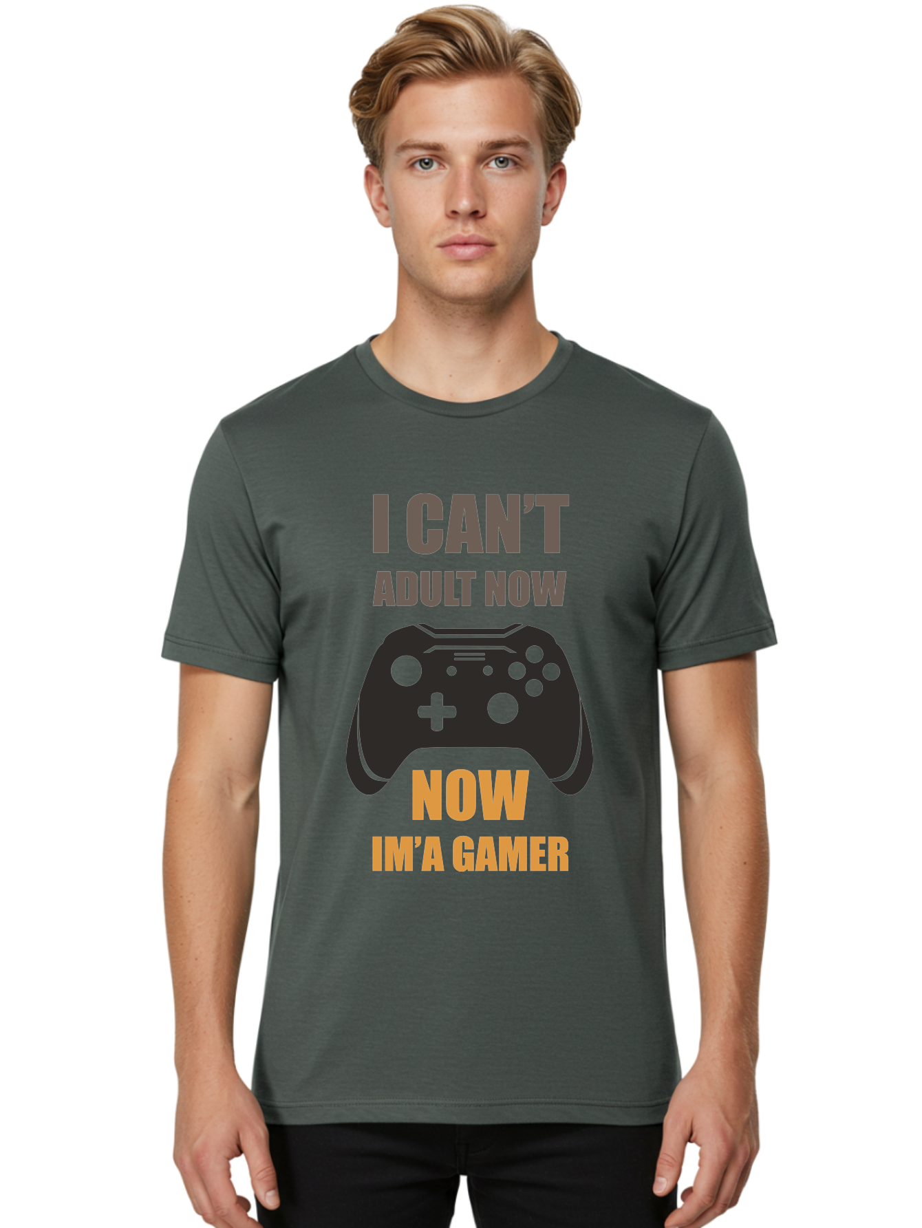 I-Can-T-Adult-Now Men'S Graphic Tee, 100% Cotton, Comfortable Casual Summer Wear, Machine Washable, Gaming Humor, Gamer Life, Video Game Controller, Can'T Adult, Gaming Culture, Fun Quote, Gaming Quote, Playful Graphics, Gaming Phrases - Aaa644