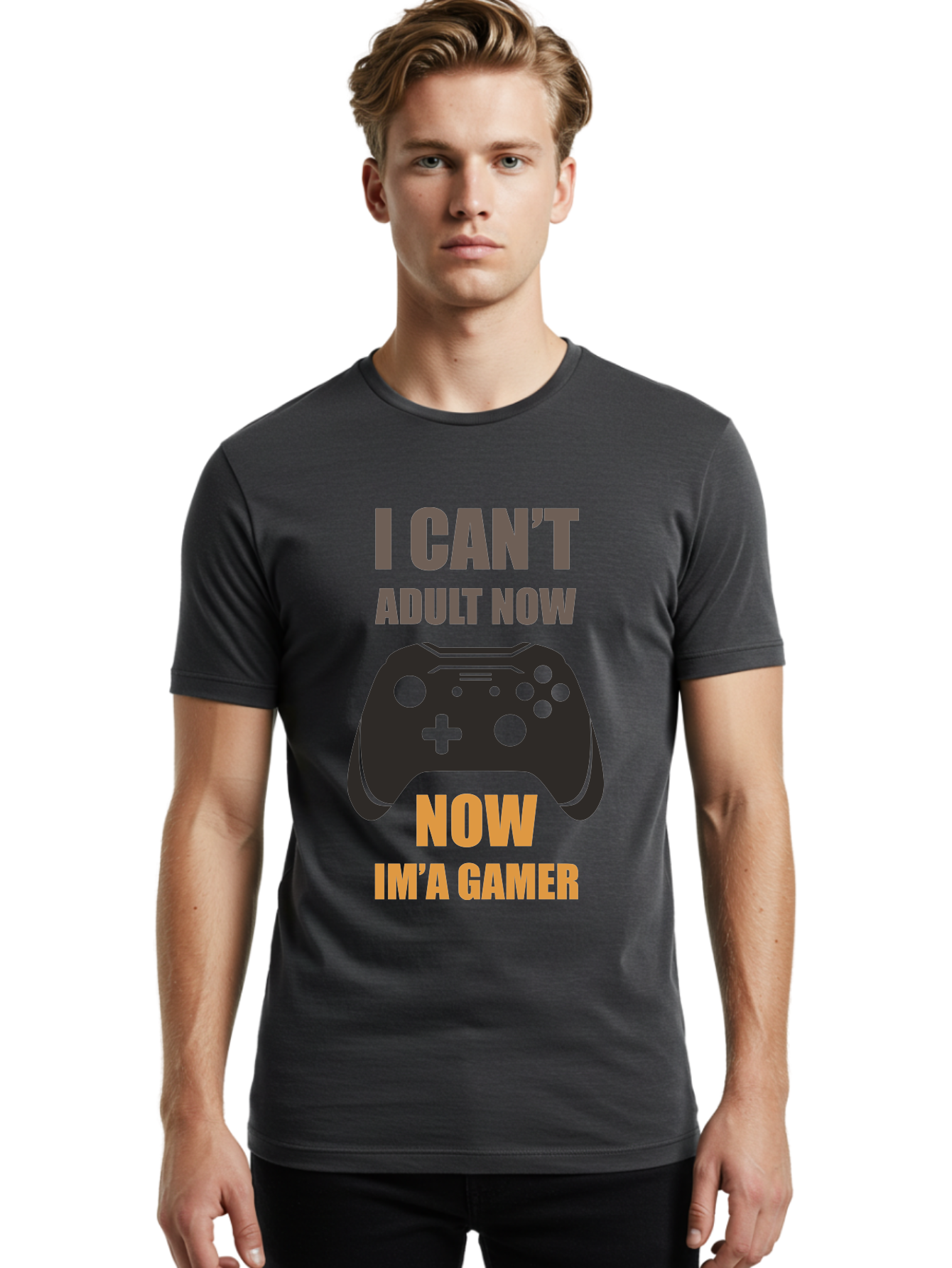 I-Can-T-Adult-Now Men'S Graphic Tee, 100% Cotton, Comfortable Casual Summer Wear, Machine Washable, Gaming Humor, Gamer Life, Video Game Controller, Can'T Adult, Gaming Culture, Fun Quote, Gaming Quote, Playful Graphics, Gaming Phrases - Aaa644