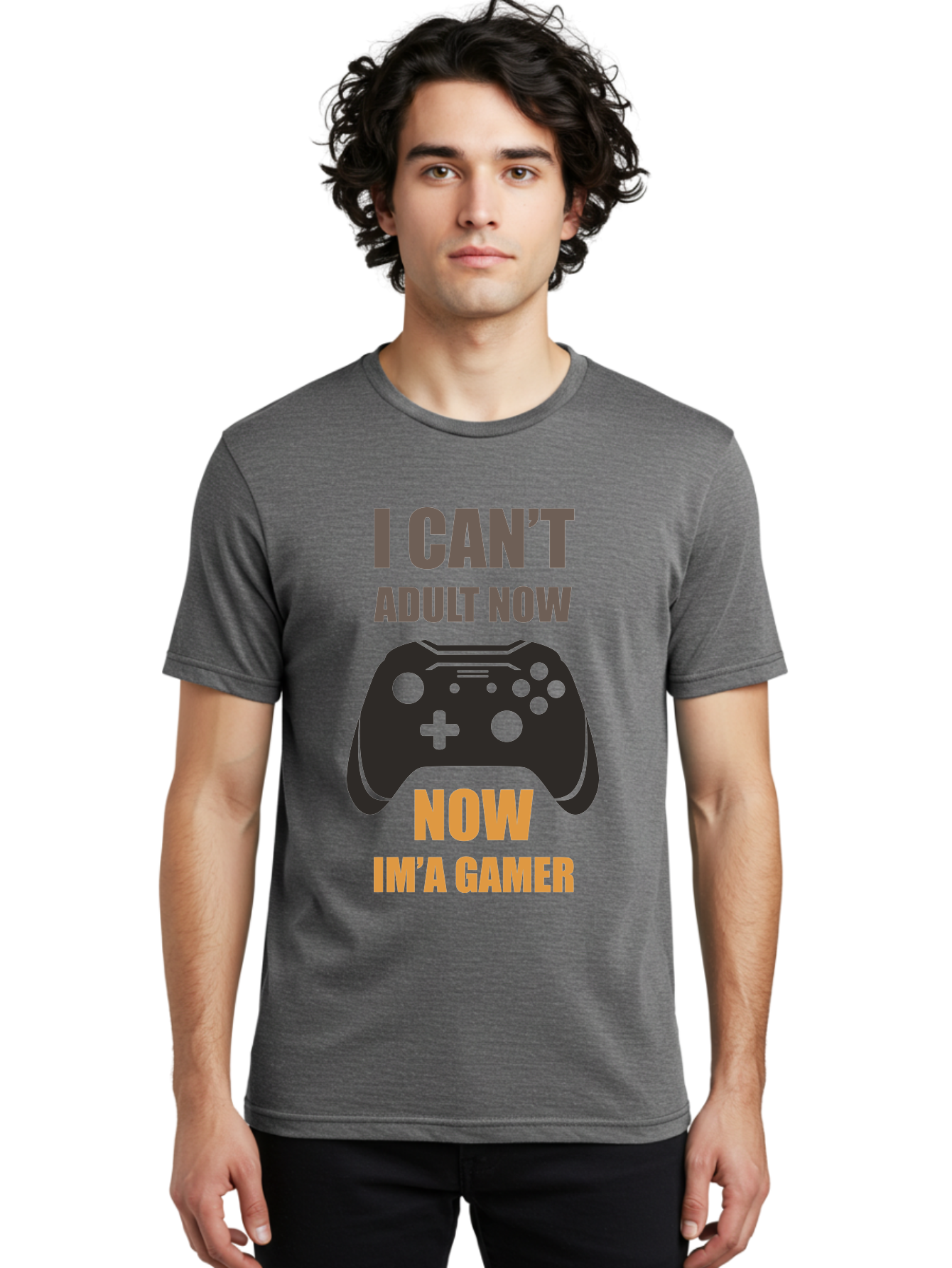 I-Can-T-Adult-Now Men'S Graphic Tee, 100% Cotton, Comfortable Casual Summer Wear, Machine Washable, Gaming Humor, Gamer Life, Video Game Controller, Can'T Adult, Gaming Culture, Fun Quote, Gaming Quote, Playful Graphics, Gaming Phrases - Aaa644