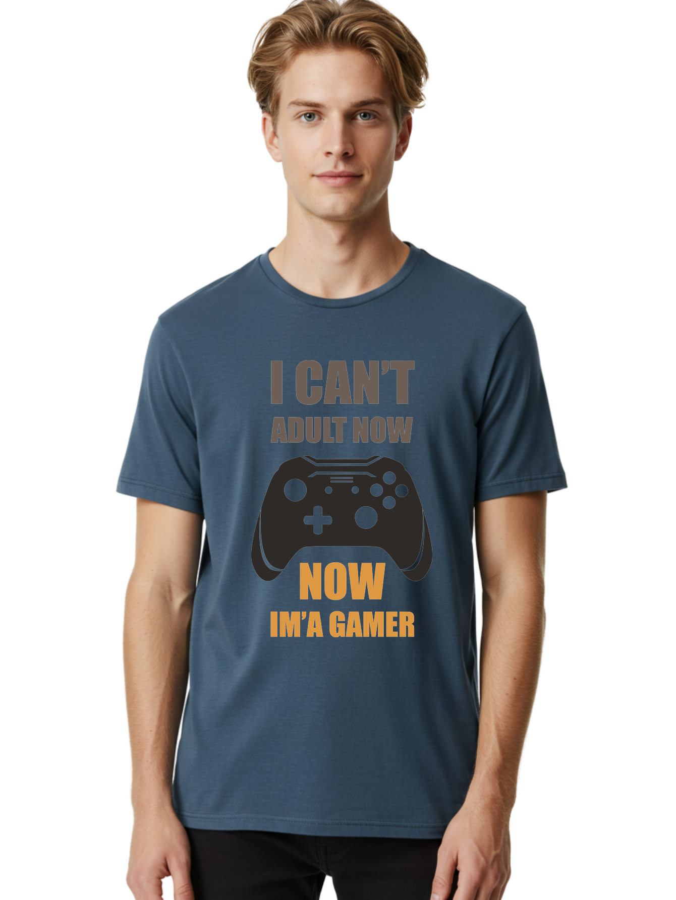 I-Can-T-Adult-Now Men'S Graphic Tee, 100% Cotton, Comfortable Casual Summer Wear, Machine Washable, Gaming Humor, Gamer Life, Video Game Controller, Can'T Adult, Gaming Culture, Fun Quote, Gaming Quote, Playful Graphics, Gaming Phrases - Aaa644
