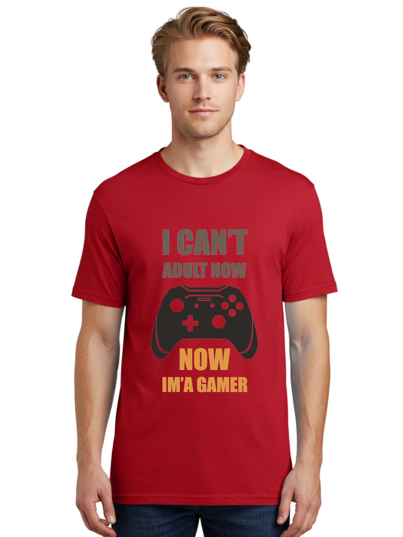 I-Can-T-Adult-Now Men'S Graphic Tee, 100% Cotton, Comfortable Casual Summer Wear, Machine Washable, Gaming Humor, Gamer Life, Video Game Controller, Can'T Adult, Gaming Culture, Fun Quote, Gaming Quote, Playful Graphics, Gaming Phrases - Aaa644