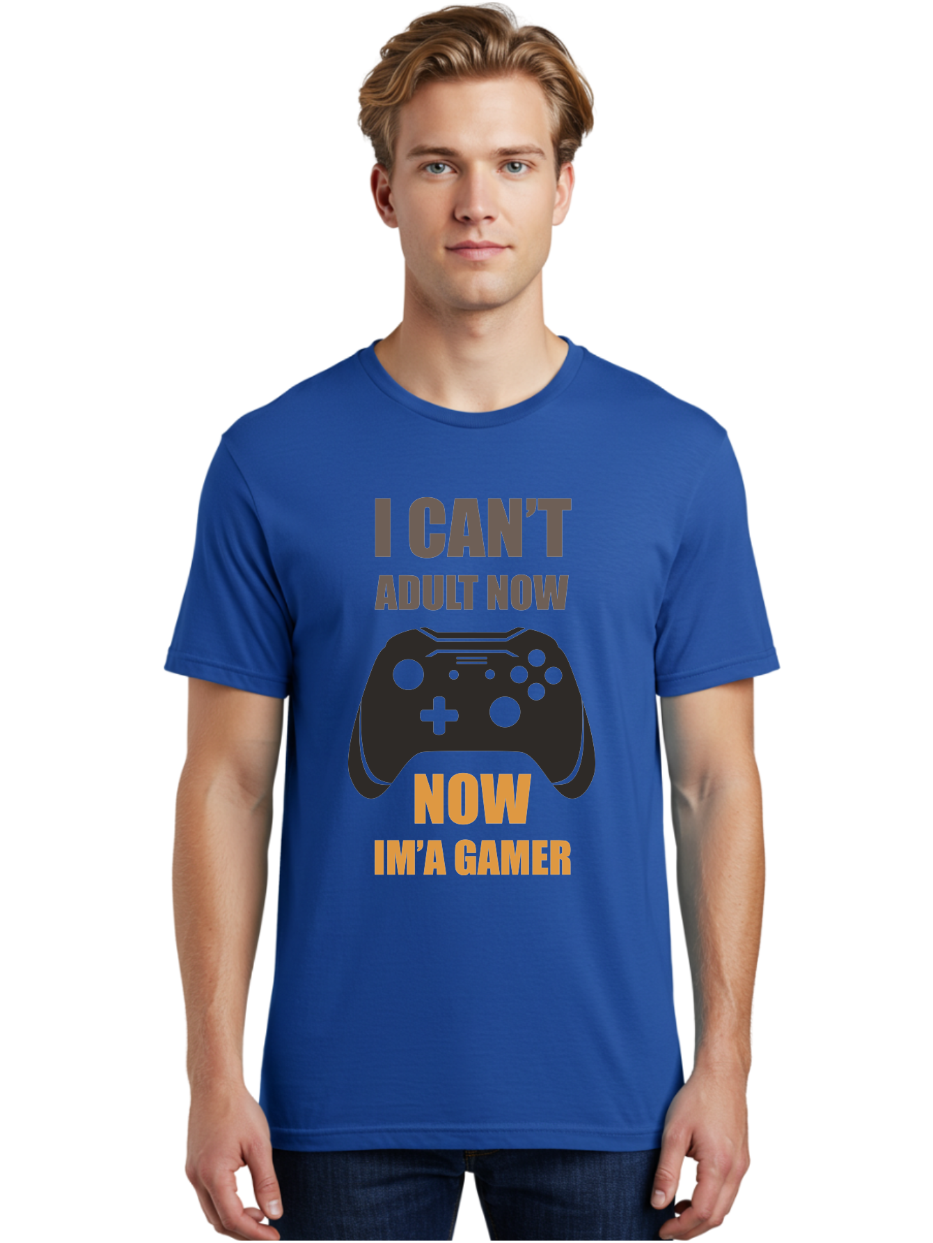 I-Can-T-Adult-Now Men'S Graphic Tee, 100% Cotton, Comfortable Casual Summer Wear, Machine Washable, Gaming Humor, Gamer Life, Video Game Controller, Can'T Adult, Gaming Culture, Fun Quote, Gaming Quote, Playful Graphics, Gaming Phrases - Aaa644