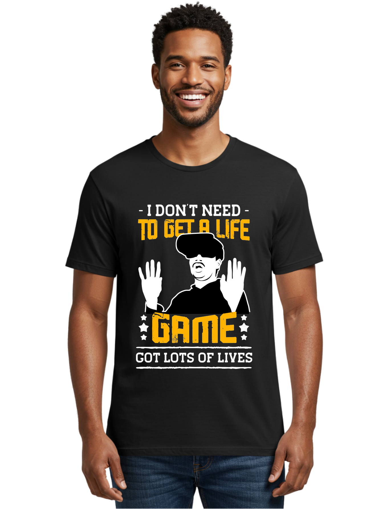 I-Don-T-Need-To-Get-A-Life-Game Men'S Graphic Tee, 100% Cotton, Comfortable Casual Summer Wear, Machine Washable, Gaming Humor, Video Game Quote, Gamer Lifestyle, Multiple Lives, Playful Graphics, Gaming Culture, Retro Gaming Style - Aaa645