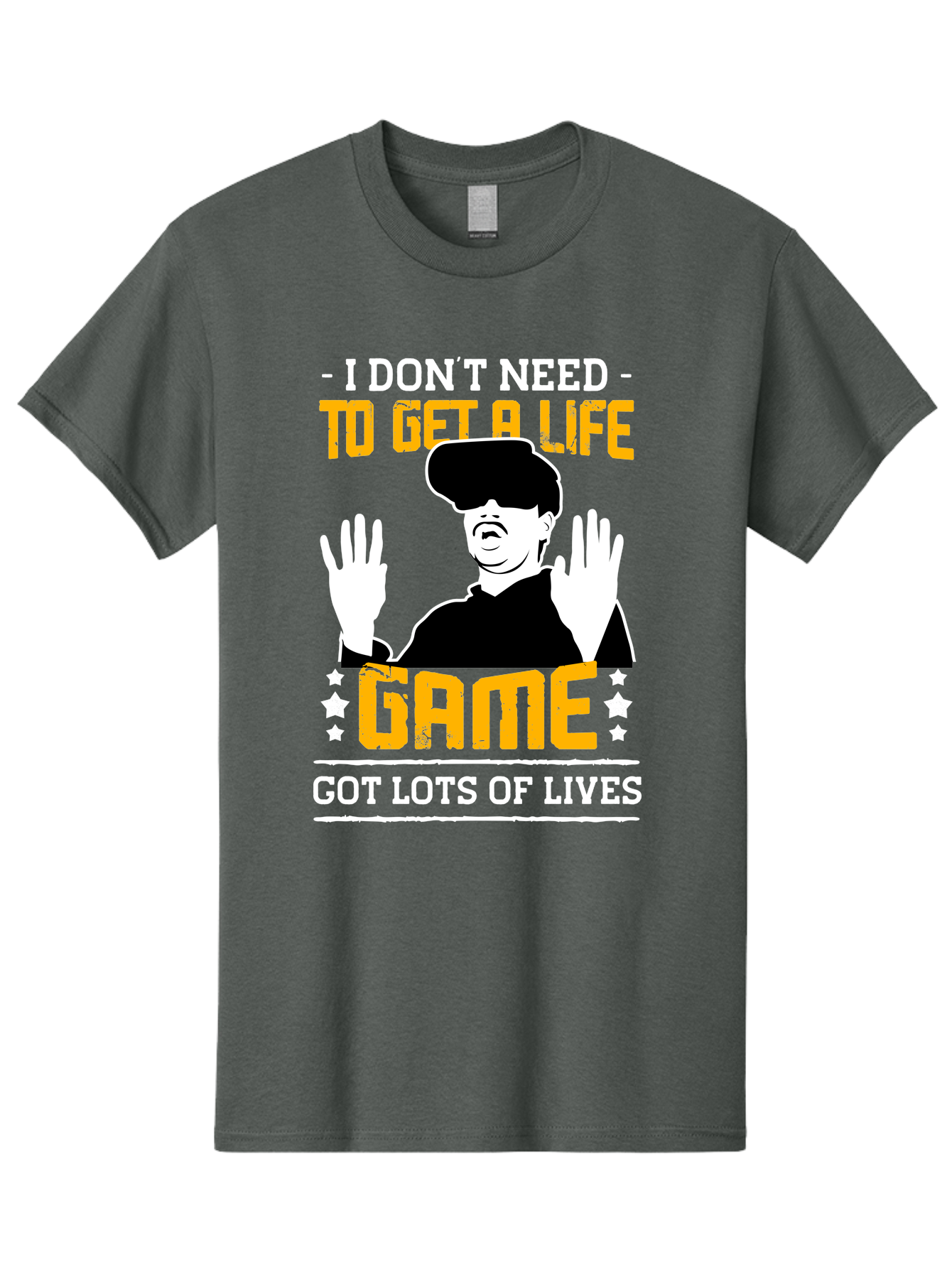 I-Don-T-Need-To-Get-A-Life-Game Men'S Graphic Tee, 100% Cotton, Comfortable Casual Summer Wear, Machine Washable, Gaming Humor, Video Game Quote, Gamer Lifestyle, Multiple Lives, Playful Graphics, Gaming Culture, Retro Gaming Style - Aaa645