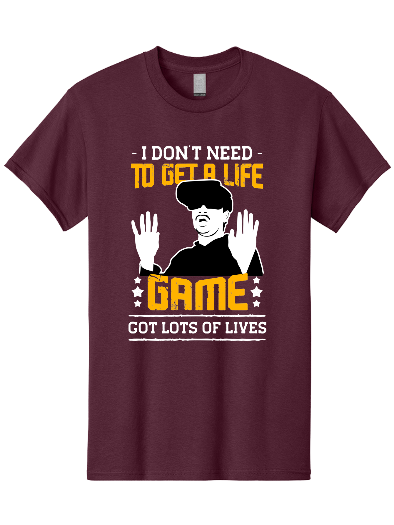 I-Don-T-Need-To-Get-A-Life-Game Men'S Graphic Tee, 100% Cotton, Comfortable Casual Summer Wear, Machine Washable, Gaming Humor, Video Game Quote, Gamer Lifestyle, Multiple Lives, Playful Graphics, Gaming Culture, Retro Gaming Style - Aaa645