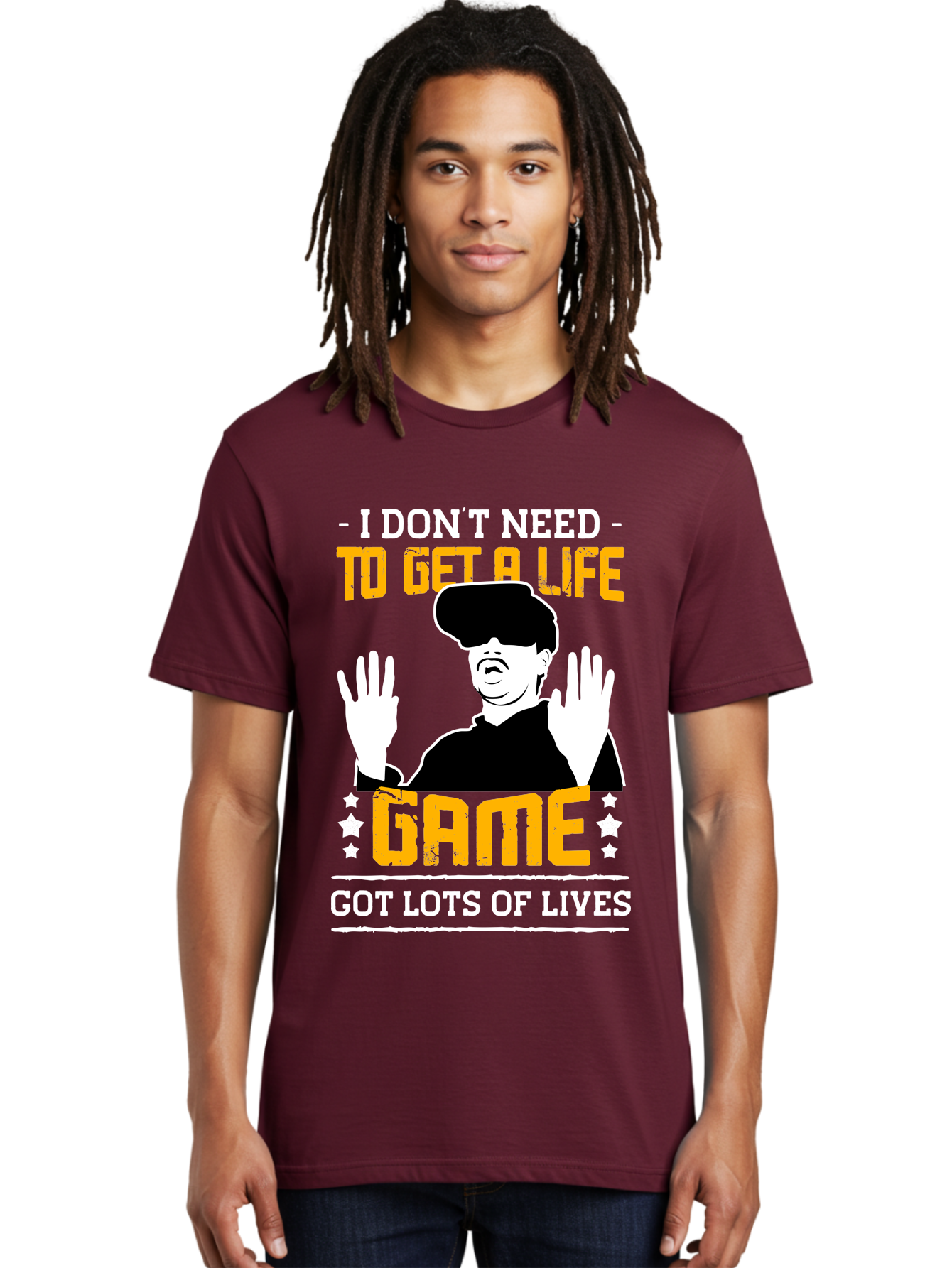 I-Don-T-Need-To-Get-A-Life-Game Men'S Graphic Tee, 100% Cotton, Comfortable Casual Summer Wear, Machine Washable, Gaming Humor, Video Game Quote, Gamer Lifestyle, Multiple Lives, Playful Graphics, Gaming Culture, Retro Gaming Style - Aaa645