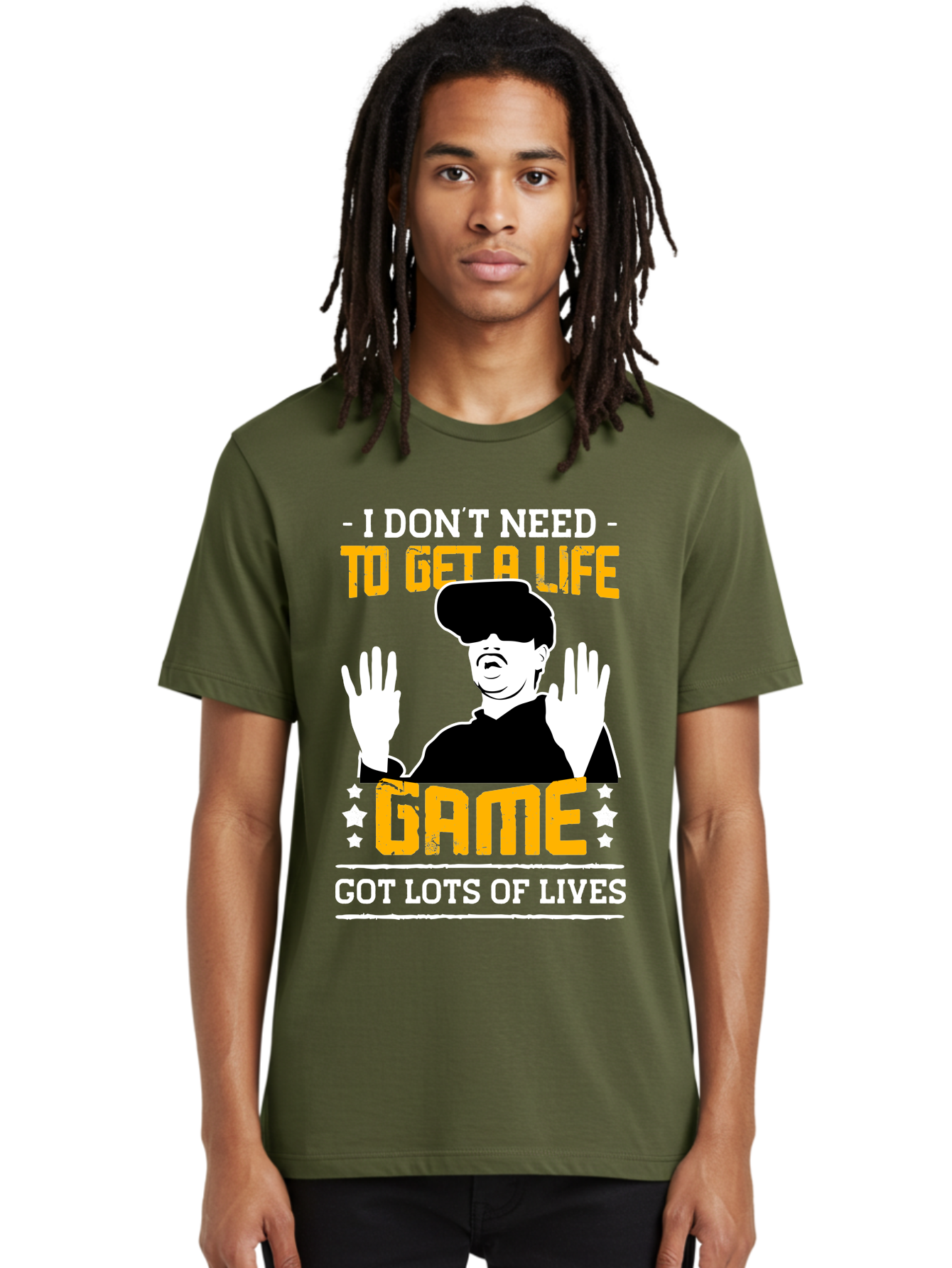 I-Don-T-Need-To-Get-A-Life-Game Men'S Graphic Tee, 100% Cotton, Comfortable Casual Summer Wear, Machine Washable, Gaming Humor, Video Game Quote, Gamer Lifestyle, Multiple Lives, Playful Graphics, Gaming Culture, Retro Gaming Style - Aaa645