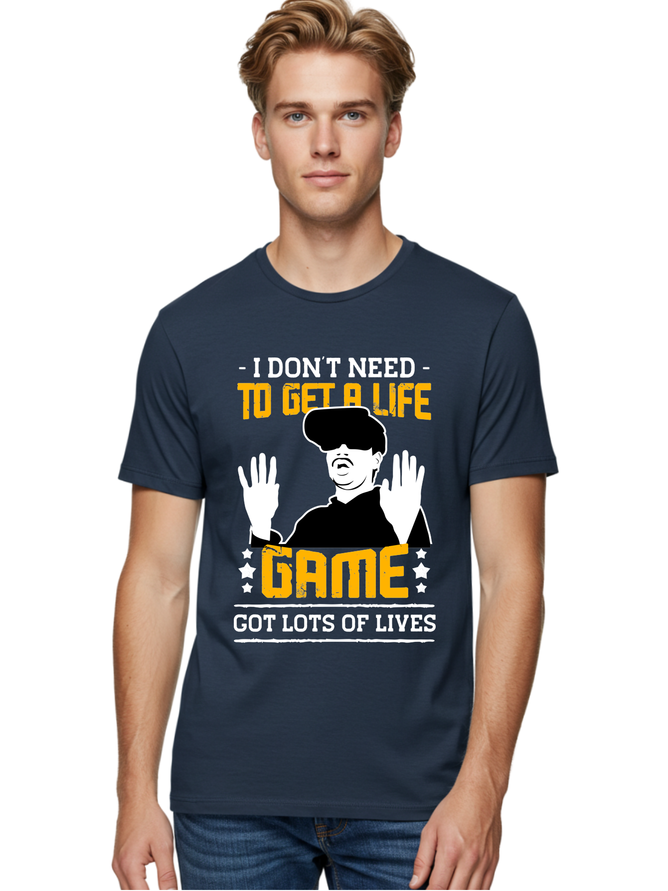 I-Don-T-Need-To-Get-A-Life-Game Men'S Graphic Tee, 100% Cotton, Comfortable Casual Summer Wear, Machine Washable, Gaming Humor, Video Game Quote, Gamer Lifestyle, Multiple Lives, Playful Graphics, Gaming Culture, Retro Gaming Style - Aaa645