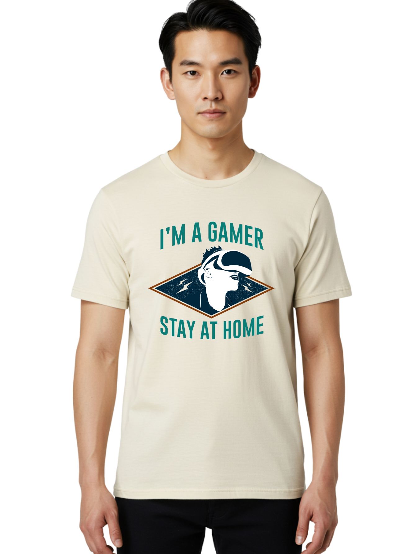 I-M-A-Gamer-Stay-At-Home Men'S Graphic Tee, 100% Cotton, Comfortable Casual Summer Wear, Machine Washable, Gamer, Vr Headset, Stay At Home, Gaming Culture, Online Gaming, Virtual Reality Experience, Gaming Lifestyle, Tech Enthusiast - Aaa646