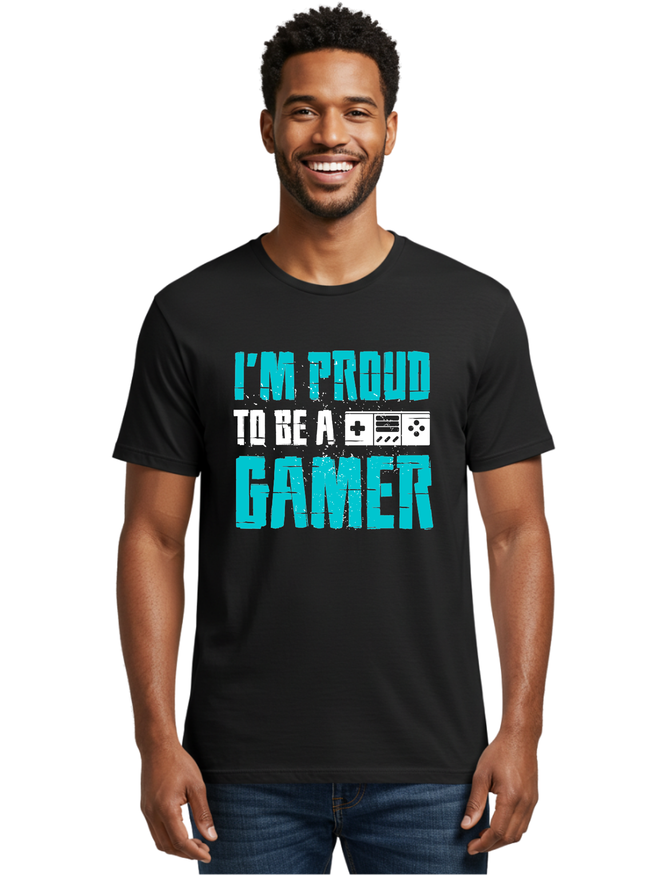 I-M-Proud-To-Be-A-Gamer Men'S Graphic Tee, 100% Cotton, Comfortable Casual Summer Wear, Machine Washable, Gaming Culture, Gamer Pride, Video Games, Gaming Community, Gamer Identity, Positive Affirmation, Game On - Aaa647
