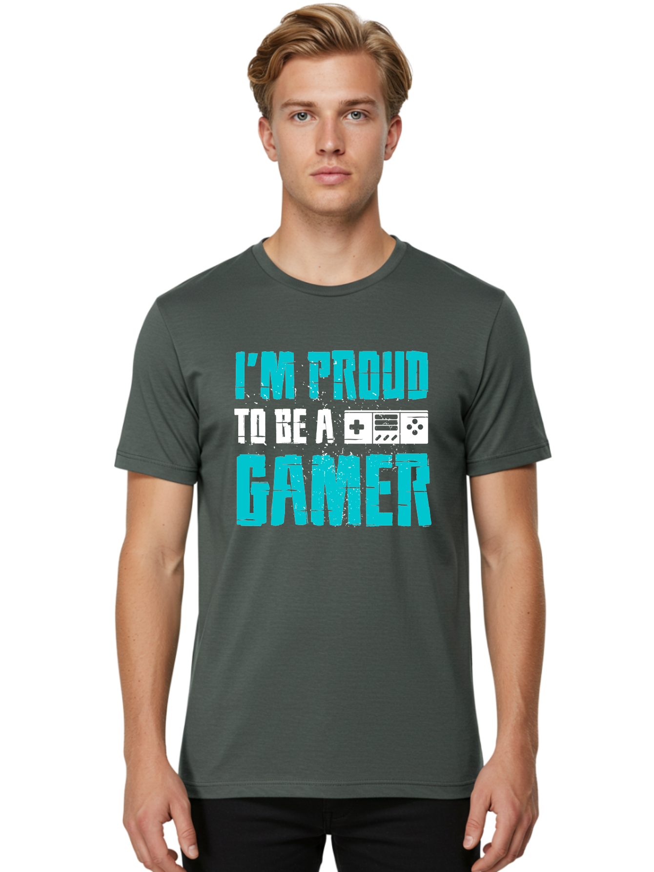 I-M-Proud-To-Be-A-Gamer Men'S Graphic Tee, 100% Cotton, Comfortable Casual Summer Wear, Machine Washable, Gaming Culture, Gamer Pride, Video Games, Gaming Community, Gamer Identity, Positive Affirmation, Game On - Aaa647