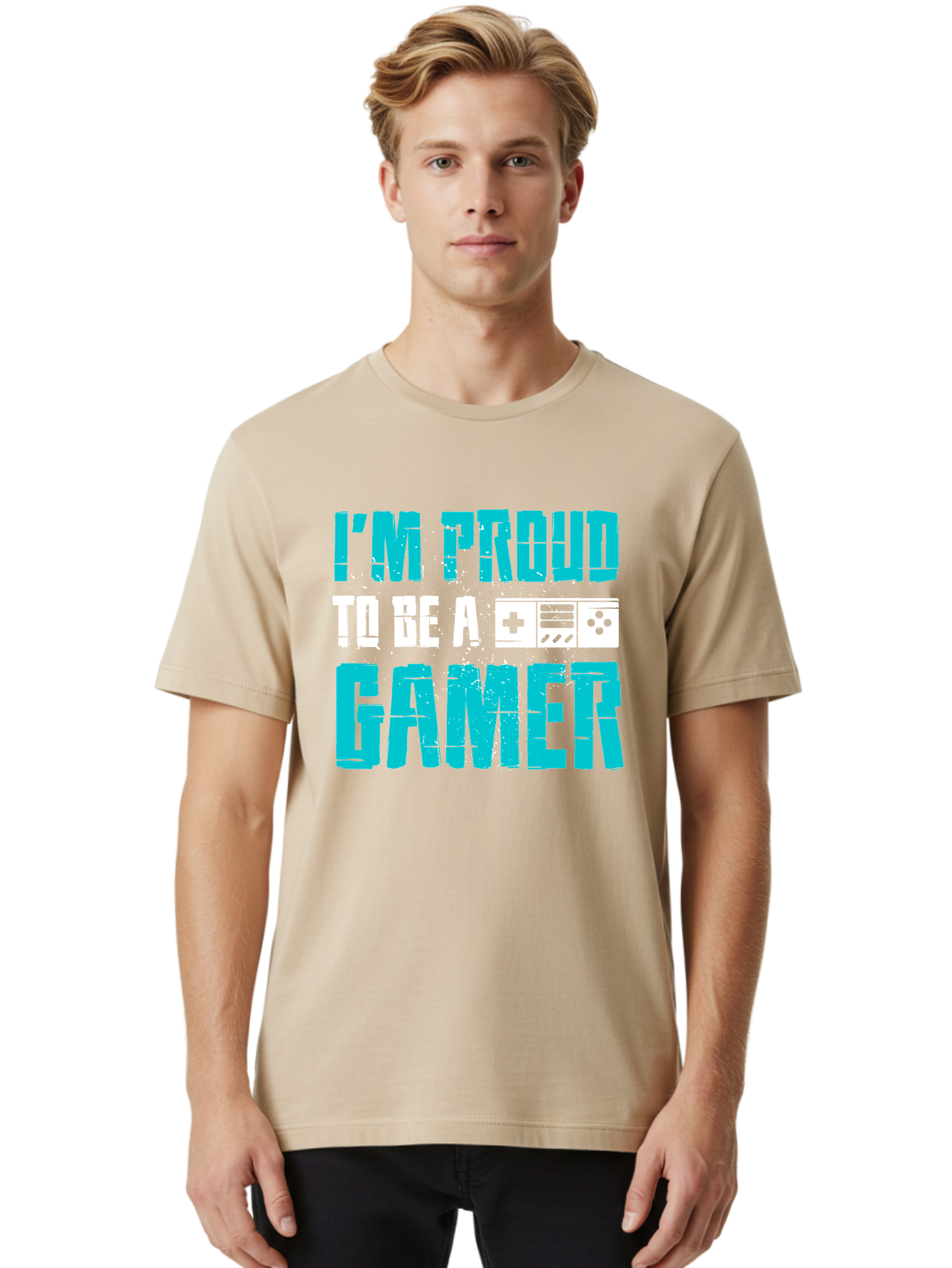 I-M-Proud-To-Be-A-Gamer Men'S Graphic Tee, 100% Cotton, Comfortable Casual Summer Wear, Machine Washable, Gaming Culture, Gamer Pride, Video Games, Gaming Community, Gamer Identity, Positive Affirmation, Game On - Aaa647