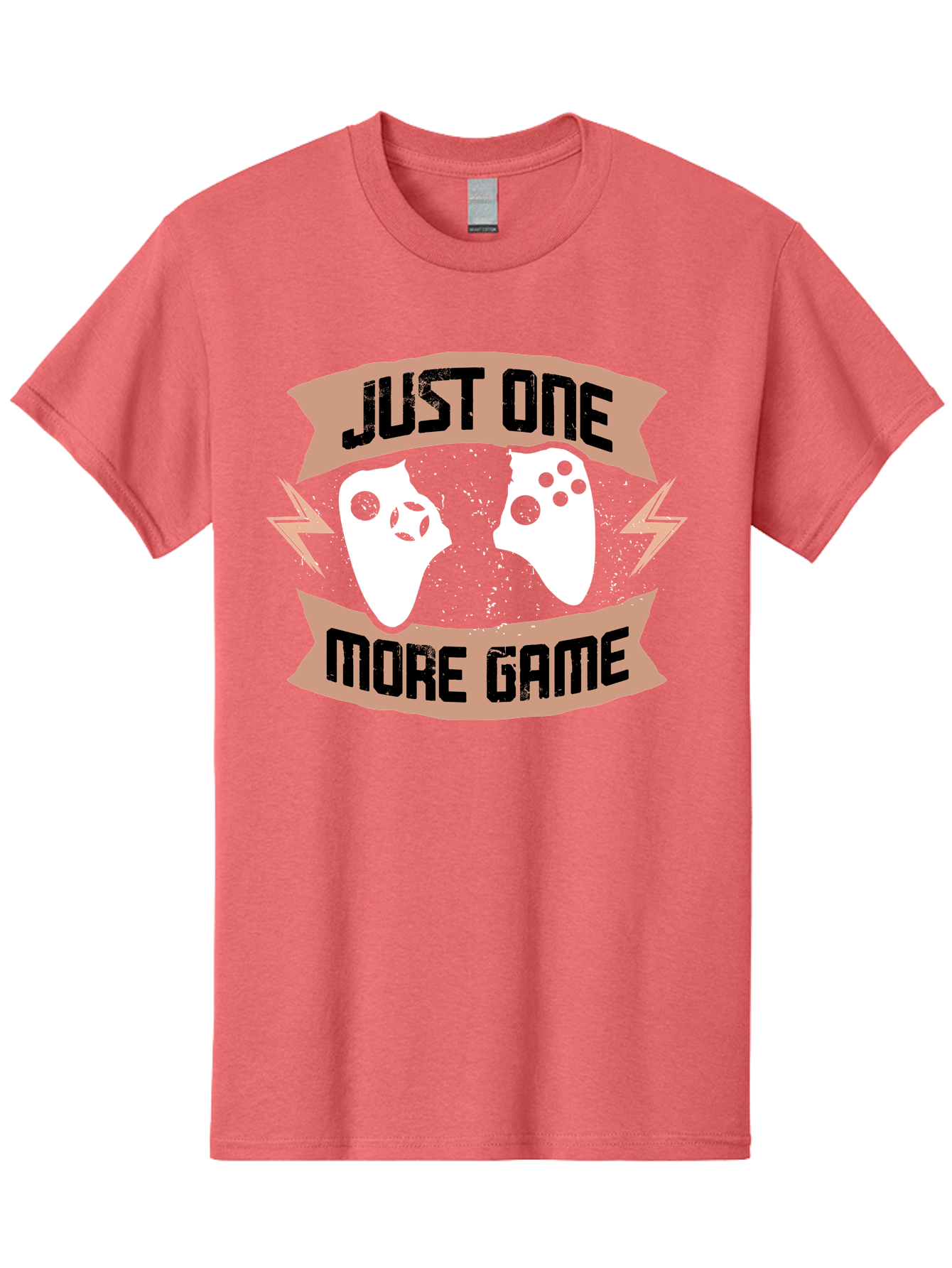 Just-One-More-Game Men'S Graphic Tee, 100% Cotton, Comfortable Casual Summer Wear, Machine Washable, Gaming Controllers, Video Game, Gaming Culture, Just One More Game, Playful Design, Gaming Quote, Retro Gaming - Aaa649