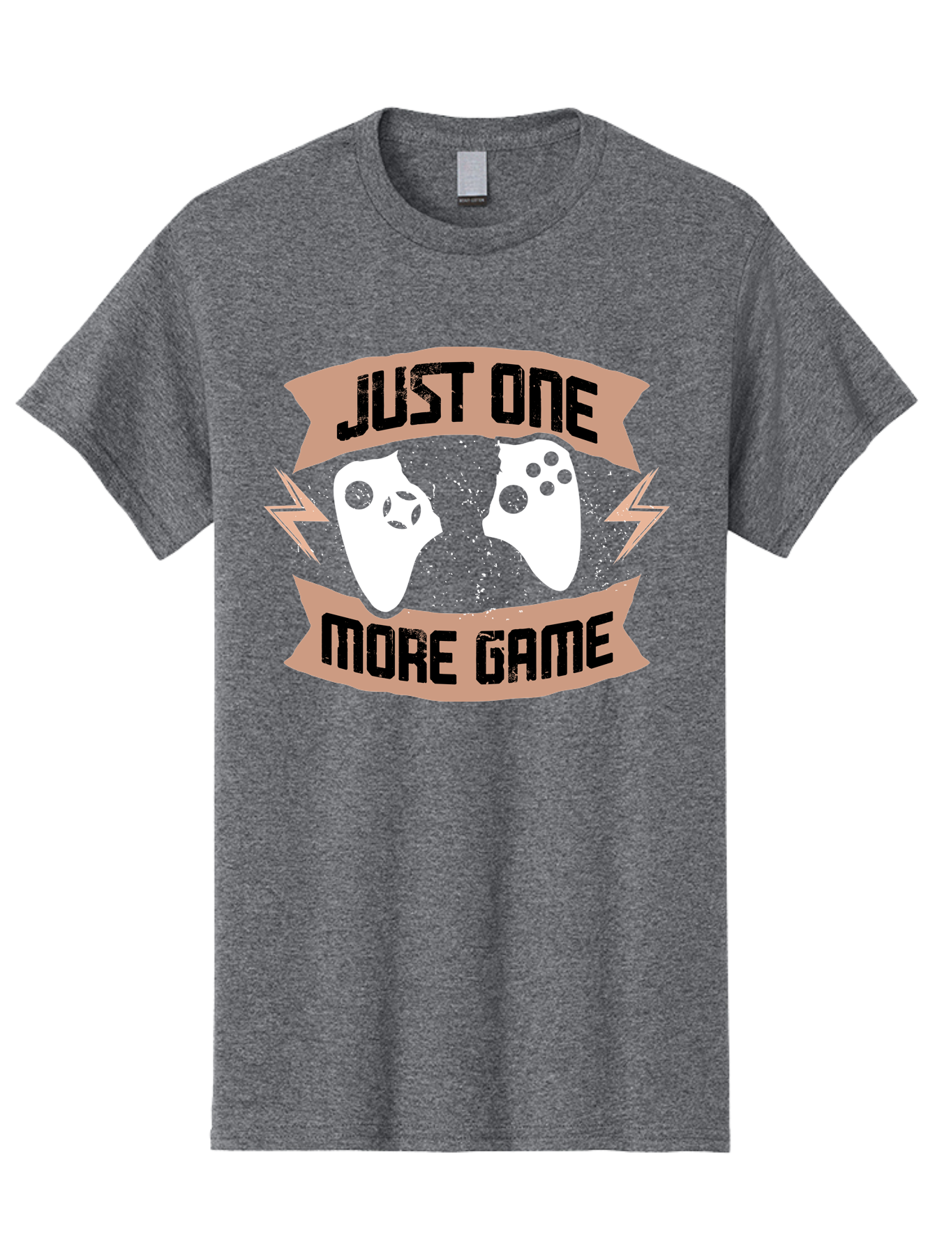 Just-One-More-Game Men'S Graphic Tee, 100% Cotton, Comfortable Casual Summer Wear, Machine Washable, Gaming Controllers, Video Game, Gaming Culture, Just One More Game, Playful Design, Gaming Quote, Retro Gaming - Aaa649