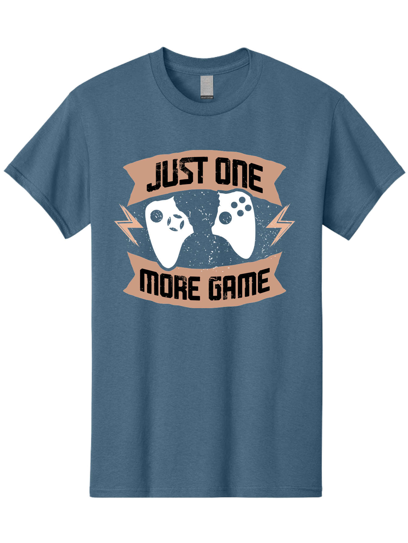 Just-One-More-Game Men'S Graphic Tee, 100% Cotton, Comfortable Casual Summer Wear, Machine Washable, Gaming Controllers, Video Game, Gaming Culture, Just One More Game, Playful Design, Gaming Quote, Retro Gaming - Aaa649