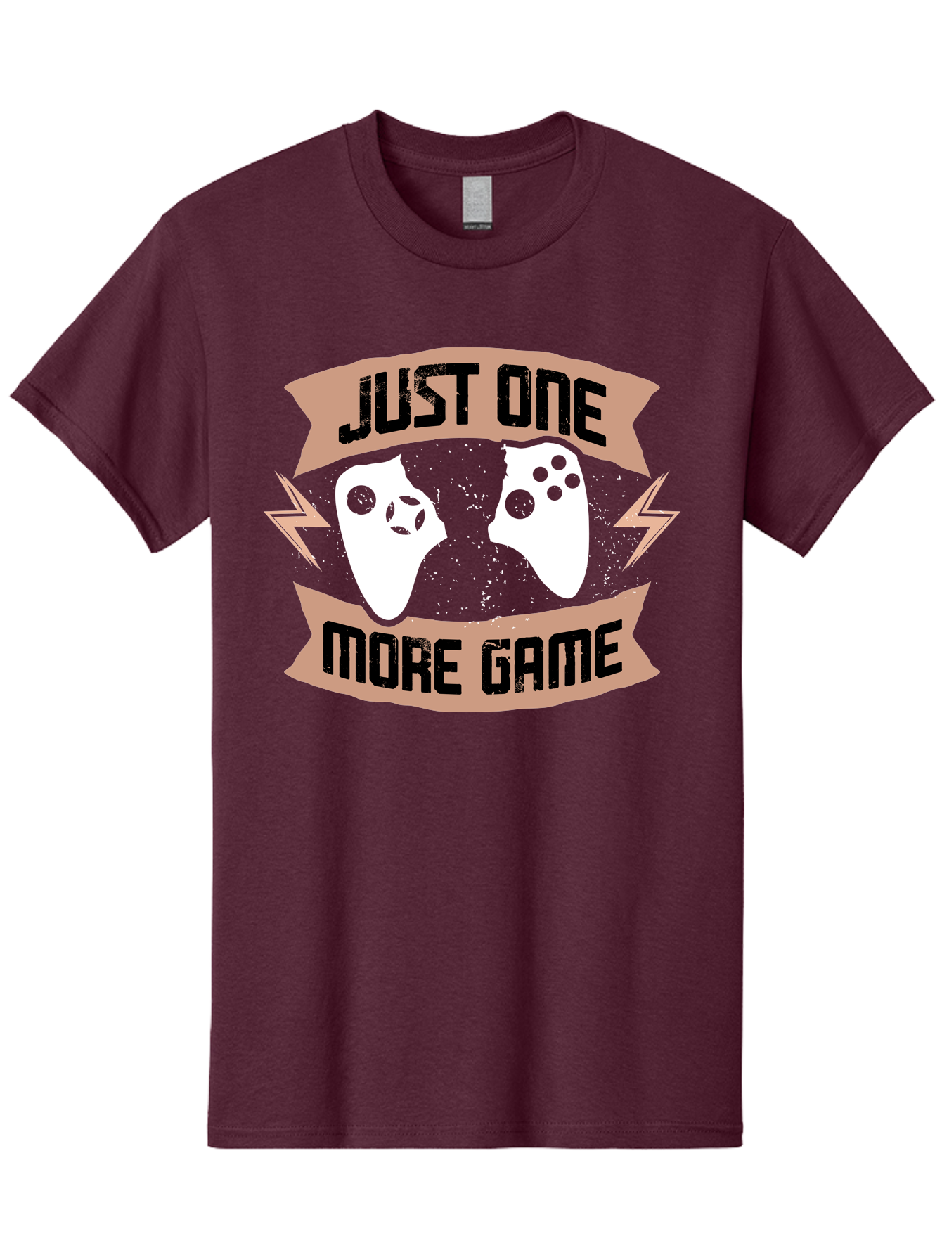 Just-One-More-Game Men'S Graphic Tee, 100% Cotton, Comfortable Casual Summer Wear, Machine Washable, Gaming Controllers, Video Game, Gaming Culture, Just One More Game, Playful Design, Gaming Quote, Retro Gaming - Aaa649