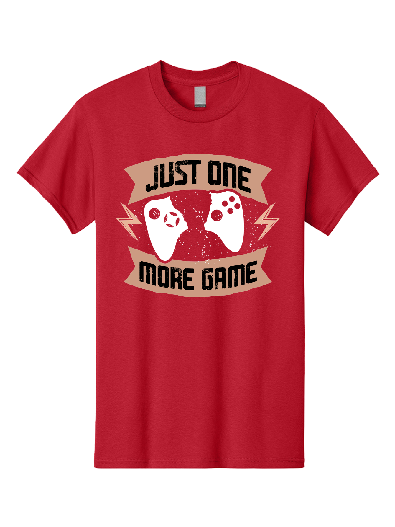 Just-One-More-Game Men'S Graphic Tee, 100% Cotton, Comfortable Casual Summer Wear, Machine Washable, Gaming Controllers, Video Game, Gaming Culture, Just One More Game, Playful Design, Gaming Quote, Retro Gaming - Aaa649