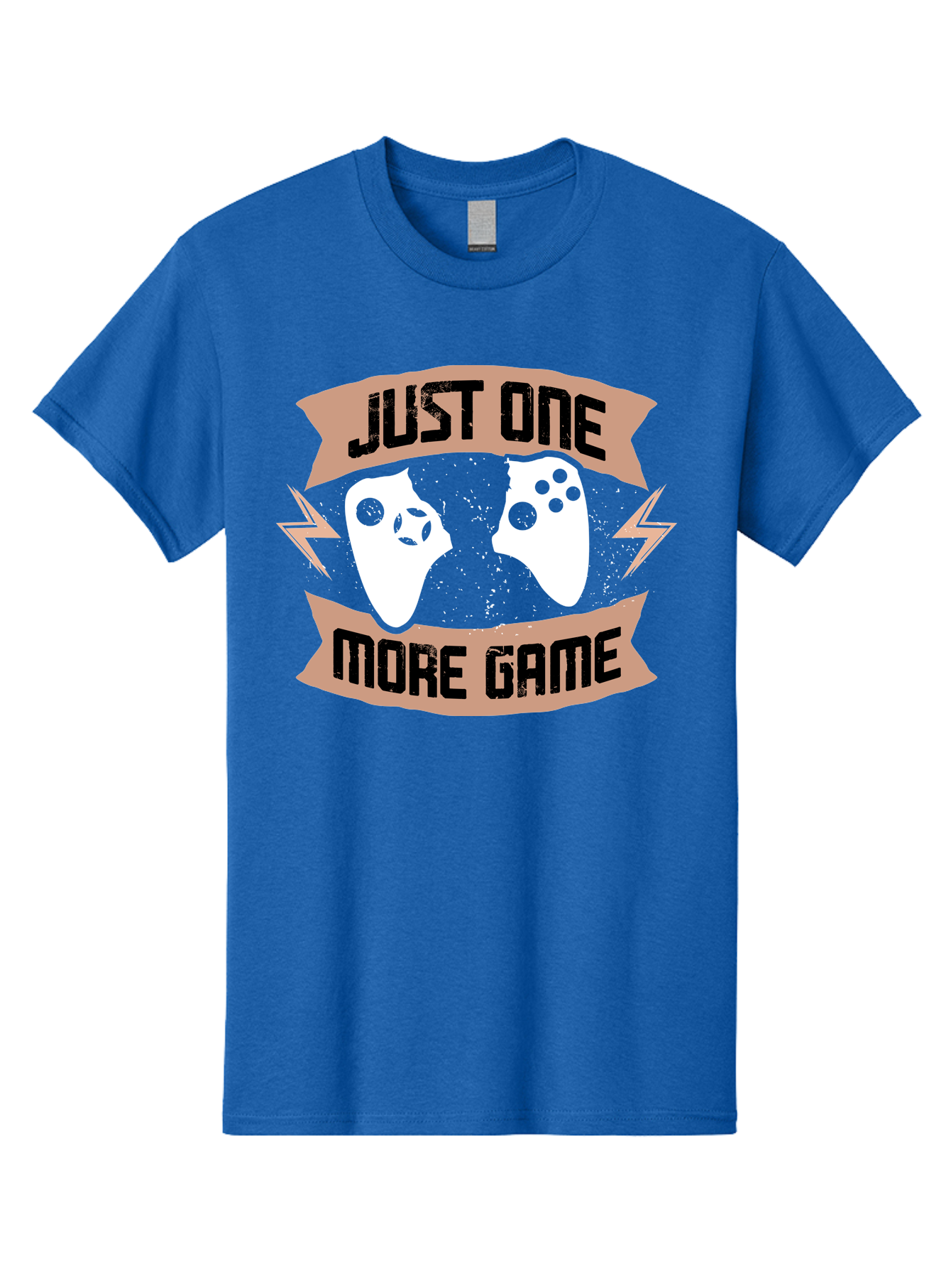 Just-One-More-Game Men'S Graphic Tee, 100% Cotton, Comfortable Casual Summer Wear, Machine Washable, Gaming Controllers, Video Game, Gaming Culture, Just One More Game, Playful Design, Gaming Quote, Retro Gaming - Aaa649