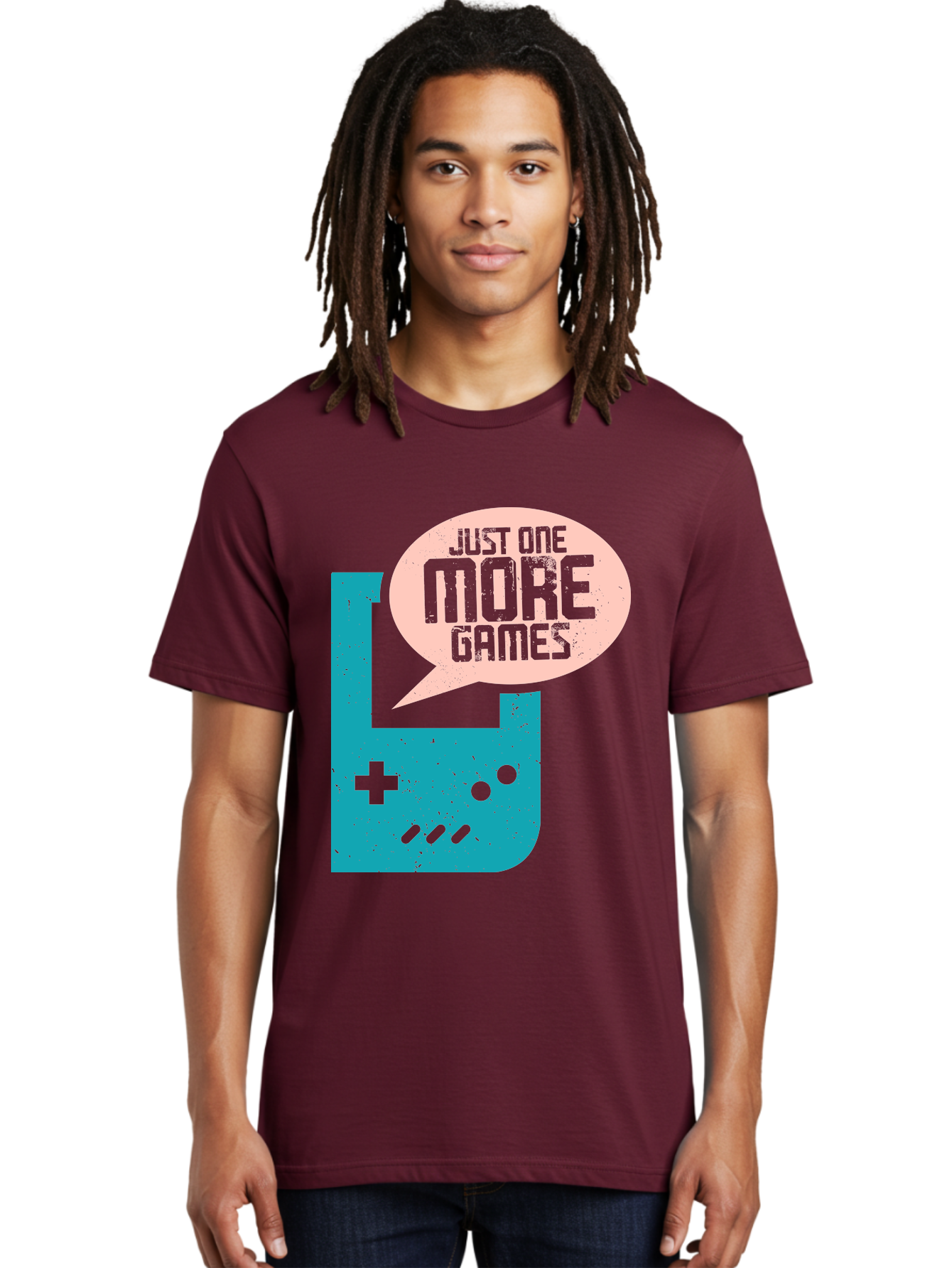 Just-One-More-Games Men'S Graphic Tee, 100% Cotton, Comfortable Casual Summer Wear, Machine Washable, Retro Gaming, Video Game Controller, Nostalgic Design, Just One More Games, Gaming Culture, Pixel Art, Retro Aesthetic, Gamer Quote, - Aaa650
