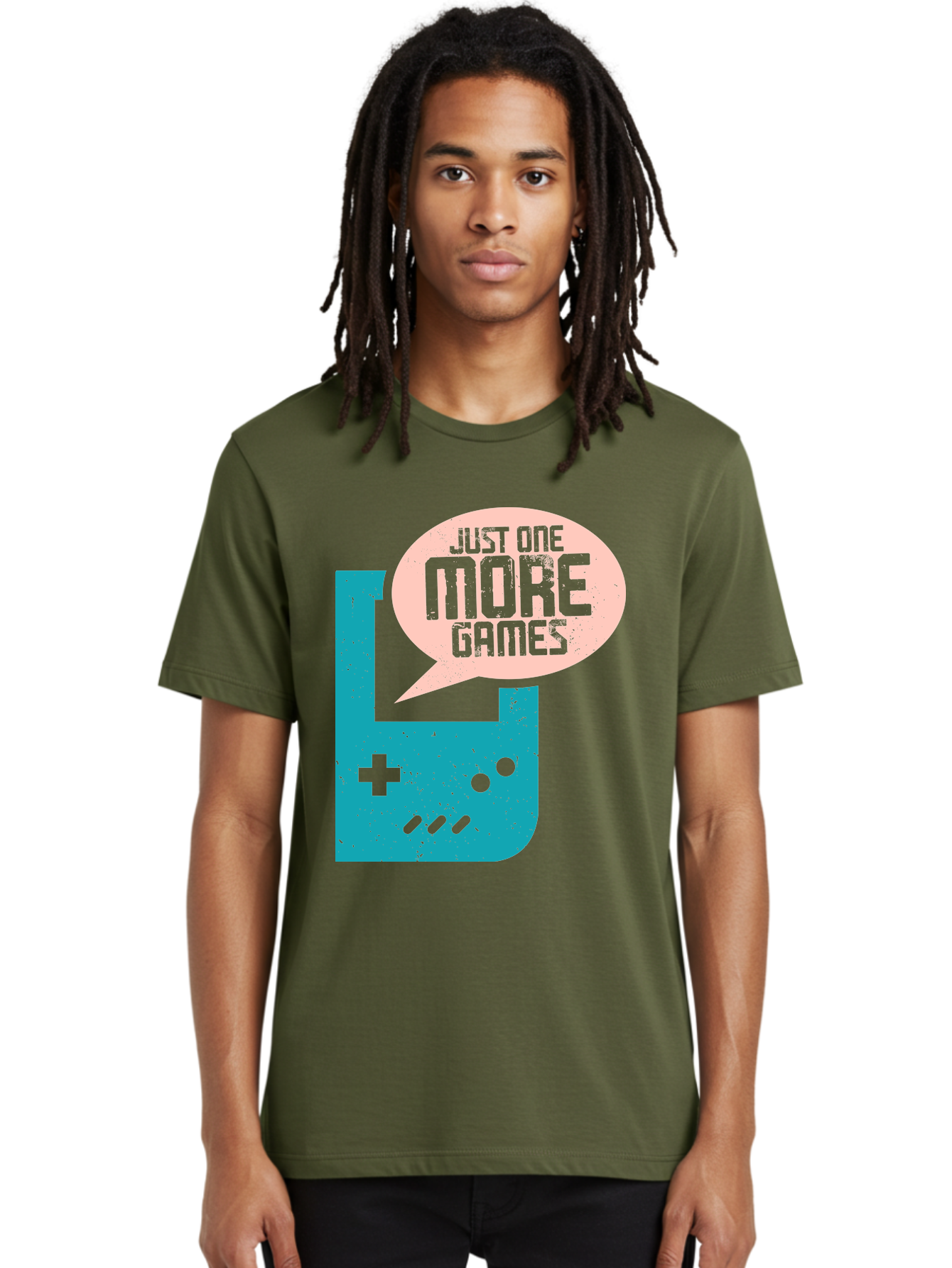 Just-One-More-Games Men'S Graphic Tee, 100% Cotton, Comfortable Casual Summer Wear, Machine Washable, Retro Gaming, Video Game Controller, Nostalgic Design, Just One More Games, Gaming Culture, Pixel Art, Retro Aesthetic, Gamer Quote, - Aaa650