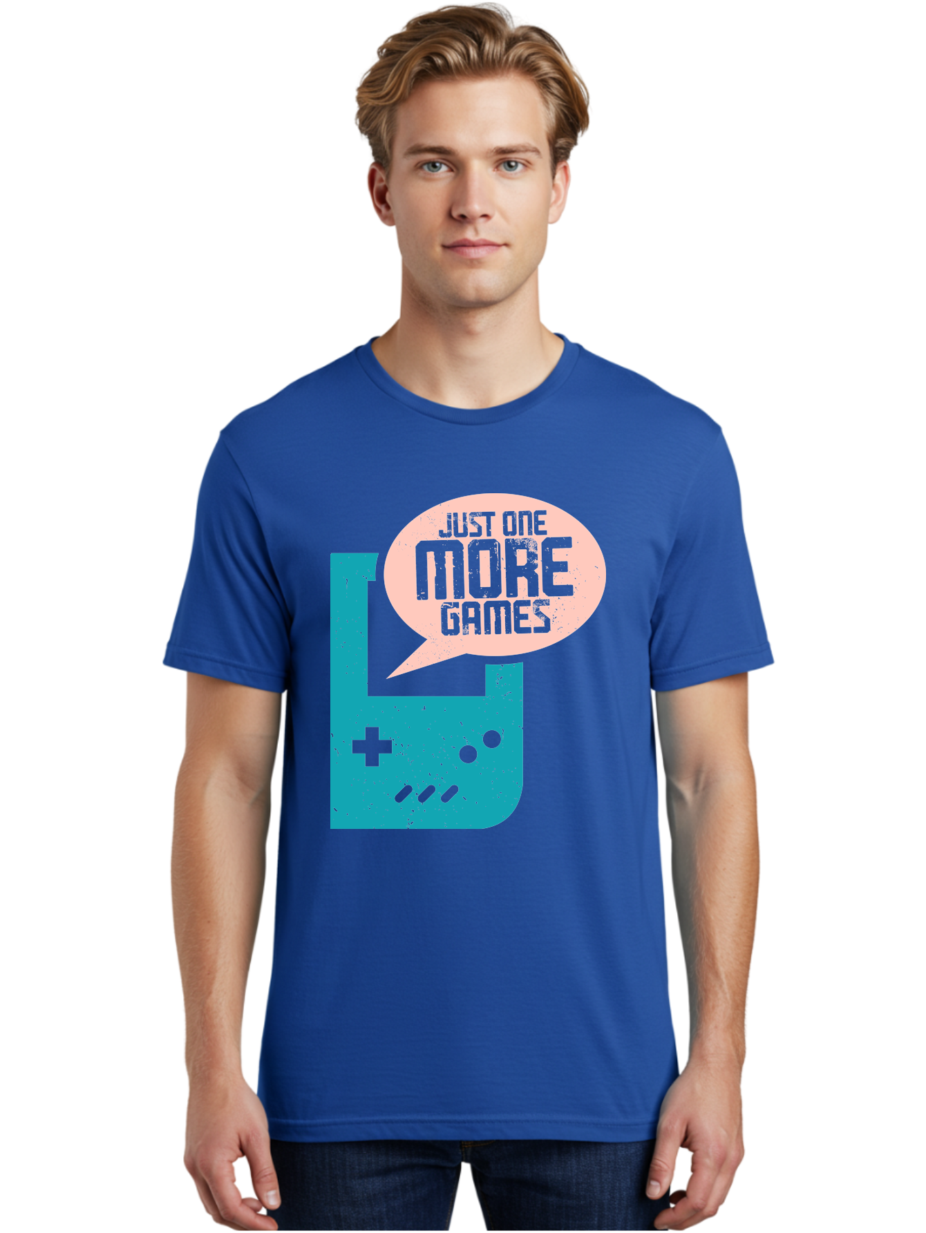 Just-One-More-Games Men'S Graphic Tee, 100% Cotton, Comfortable Casual Summer Wear, Machine Washable, Retro Gaming, Video Game Controller, Nostalgic Design, Just One More Games, Gaming Culture, Pixel Art, Retro Aesthetic, Gamer Quote, - Aaa650