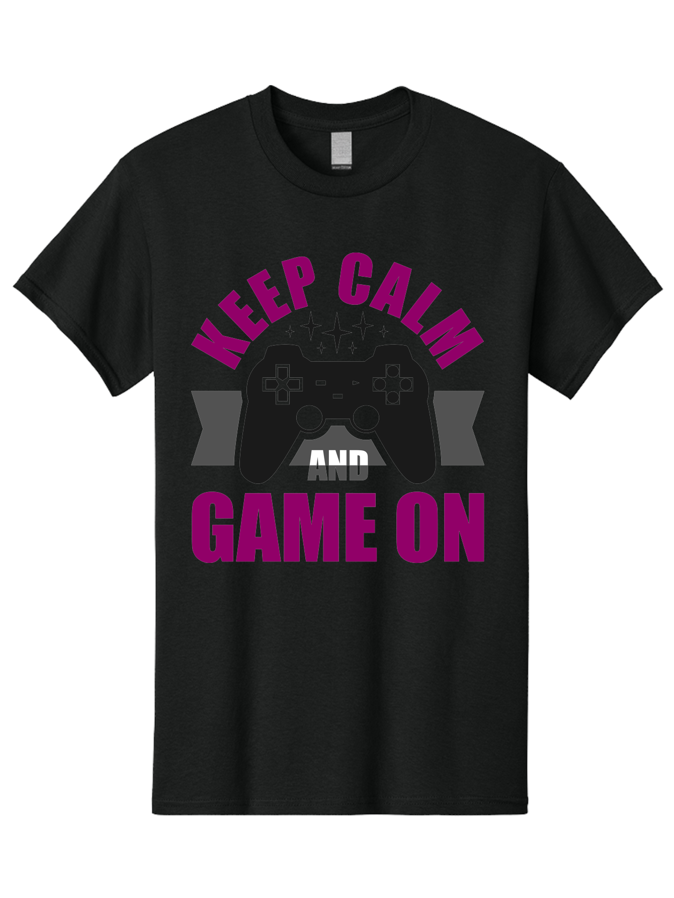 Keep-Calm-And-Game-On Men'S Graphic Tee, 100% Cotton, Comfortable Casual Summer Wear, Machine Washable, Gaming Inspiration, Motivational Quote, Video Game Controller, Keep Calm, Game On, Gaming Quote, Motivational Poster, - Aaa651