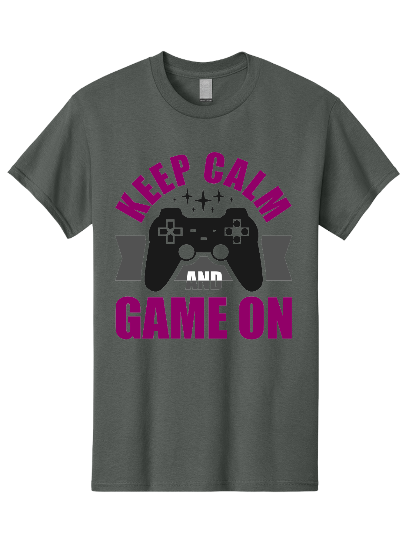 Keep-Calm-And-Game-On Men'S Graphic Tee, 100% Cotton, Comfortable Casual Summer Wear, Machine Washable, Gaming Inspiration, Motivational Quote, Video Game Controller, Keep Calm, Game On, Gaming Quote, Motivational Poster, - Aaa651