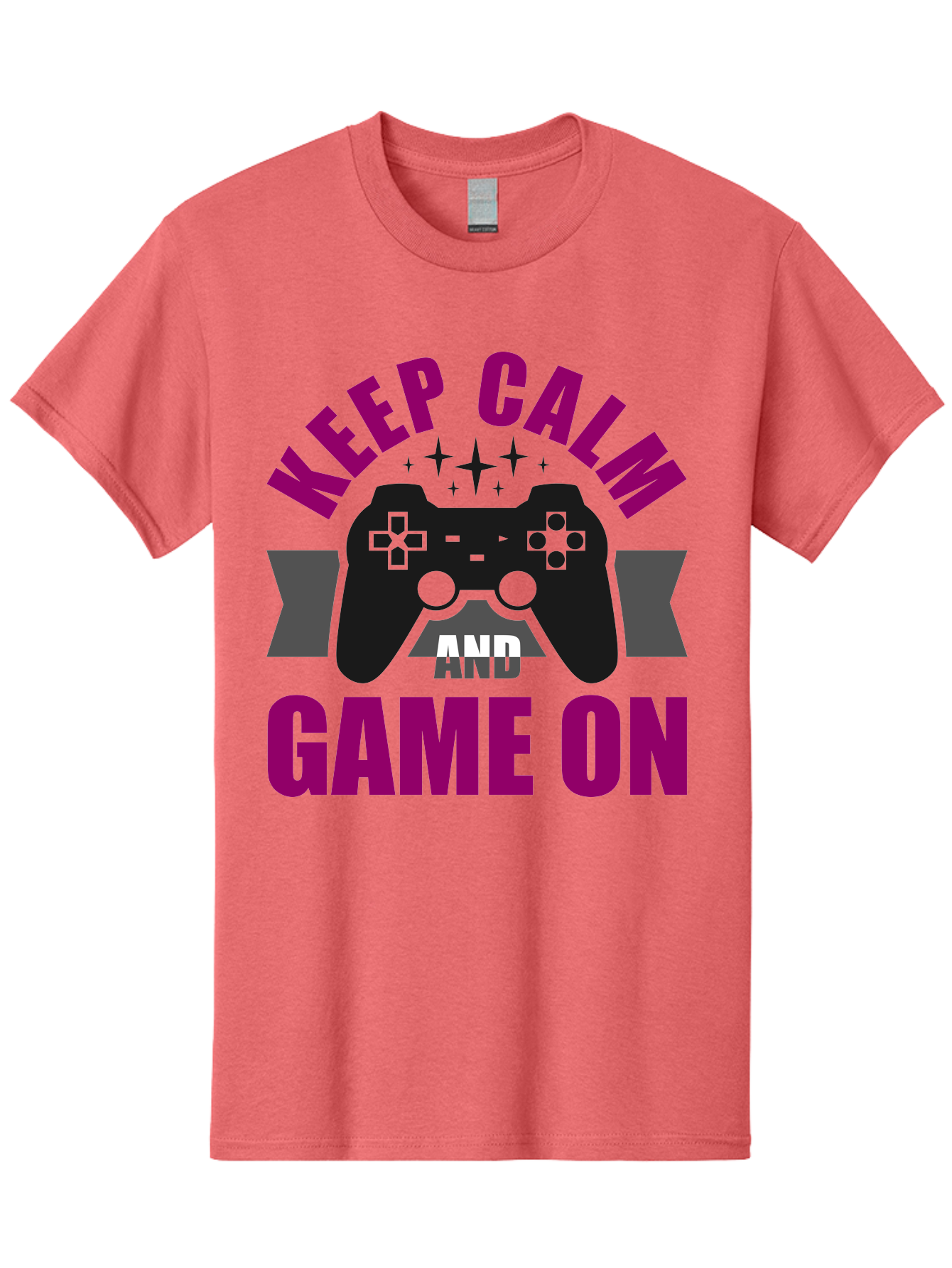 Keep-Calm-And-Game-On Men'S Graphic Tee, 100% Cotton, Comfortable Casual Summer Wear, Machine Washable, Gaming Inspiration, Motivational Quote, Video Game Controller, Keep Calm, Game On, Gaming Quote, Motivational Poster, - Aaa651