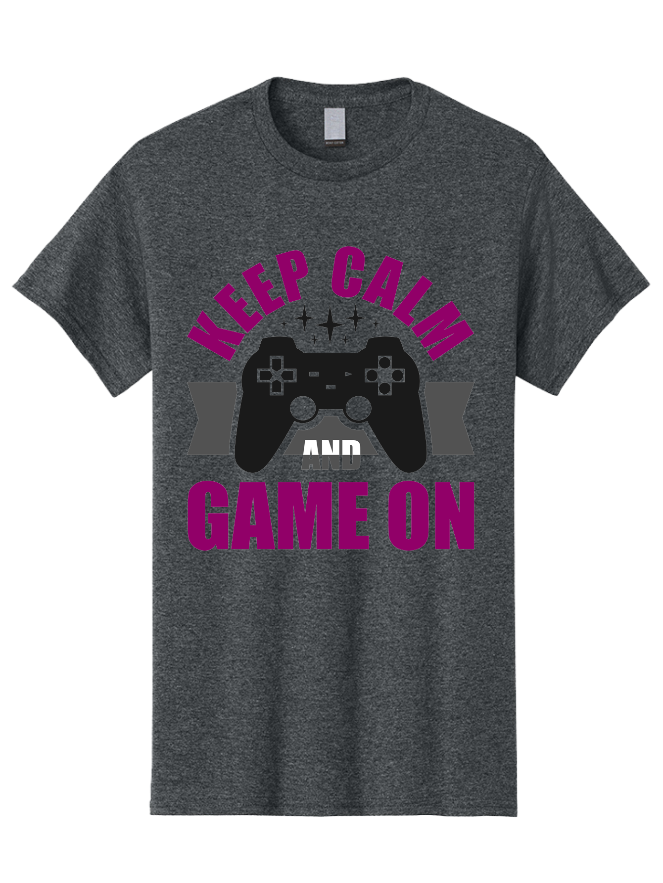 Keep-Calm-And-Game-On Men'S Graphic Tee, 100% Cotton, Comfortable Casual Summer Wear, Machine Washable, Gaming Inspiration, Motivational Quote, Video Game Controller, Keep Calm, Game On, Gaming Quote, Motivational Poster, - Aaa651
