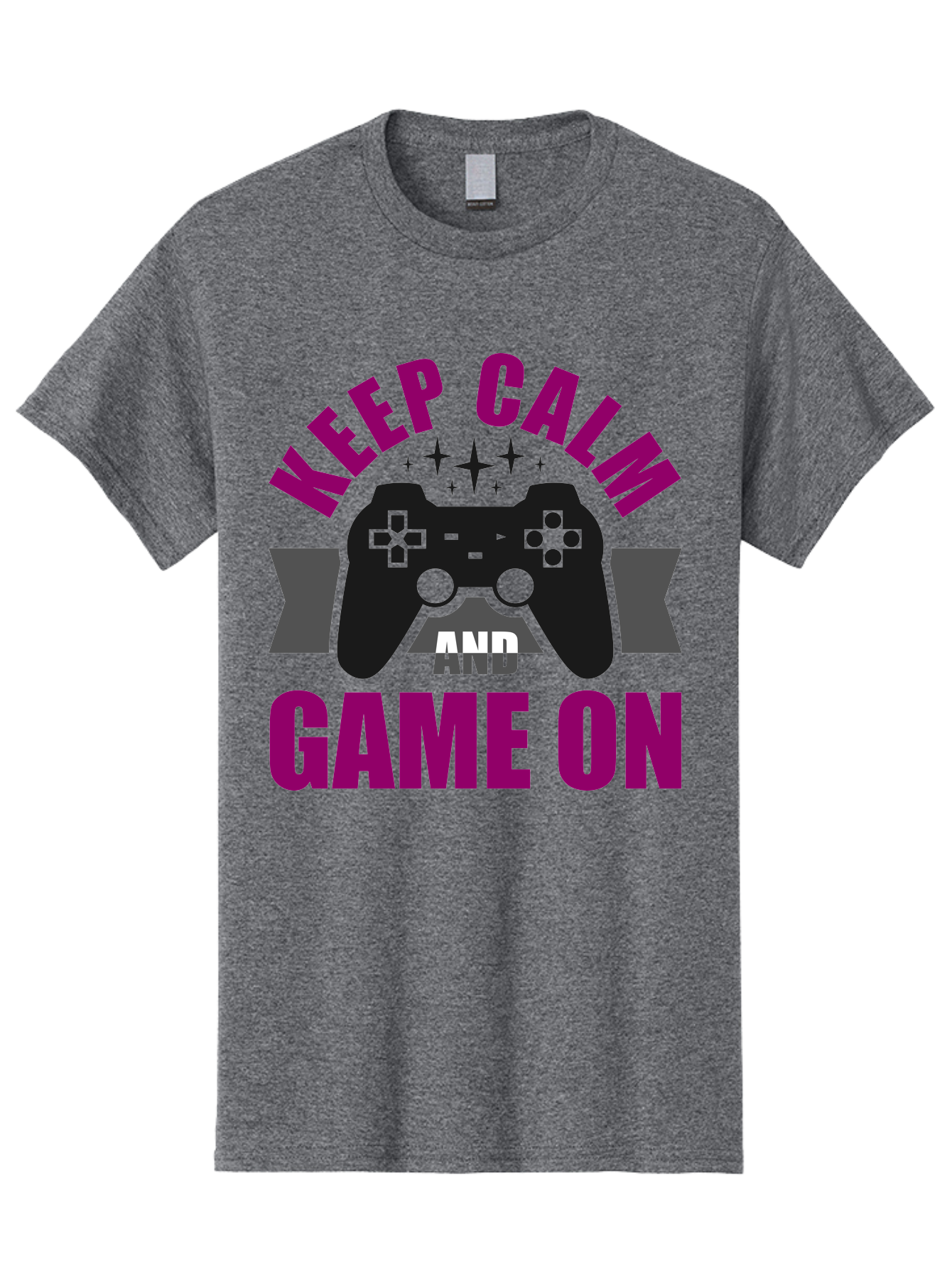 Keep-Calm-And-Game-On Men'S Graphic Tee, 100% Cotton, Comfortable Casual Summer Wear, Machine Washable, Gaming Inspiration, Motivational Quote, Video Game Controller, Keep Calm, Game On, Gaming Quote, Motivational Poster, - Aaa651
