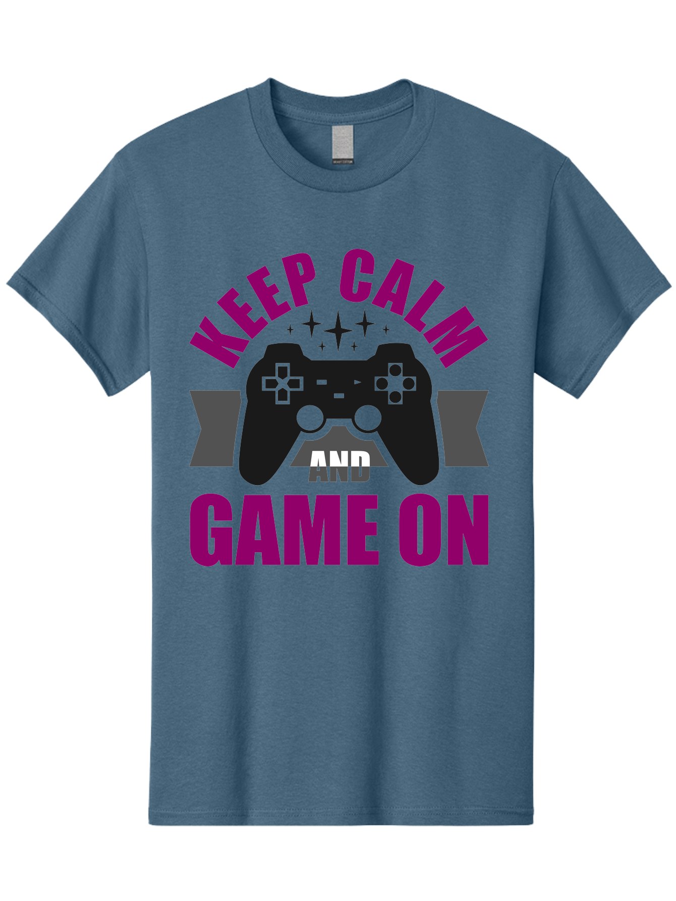 Keep-Calm-And-Game-On Men'S Graphic Tee, 100% Cotton, Comfortable Casual Summer Wear, Machine Washable, Gaming Inspiration, Motivational Quote, Video Game Controller, Keep Calm, Game On, Gaming Quote, Motivational Poster, - Aaa651