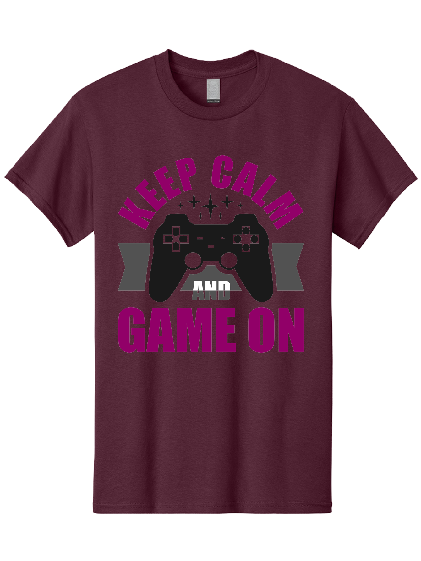 Keep-Calm-And-Game-On Men'S Graphic Tee, 100% Cotton, Comfortable Casual Summer Wear, Machine Washable, Gaming Inspiration, Motivational Quote, Video Game Controller, Keep Calm, Game On, Gaming Quote, Motivational Poster, - Aaa651