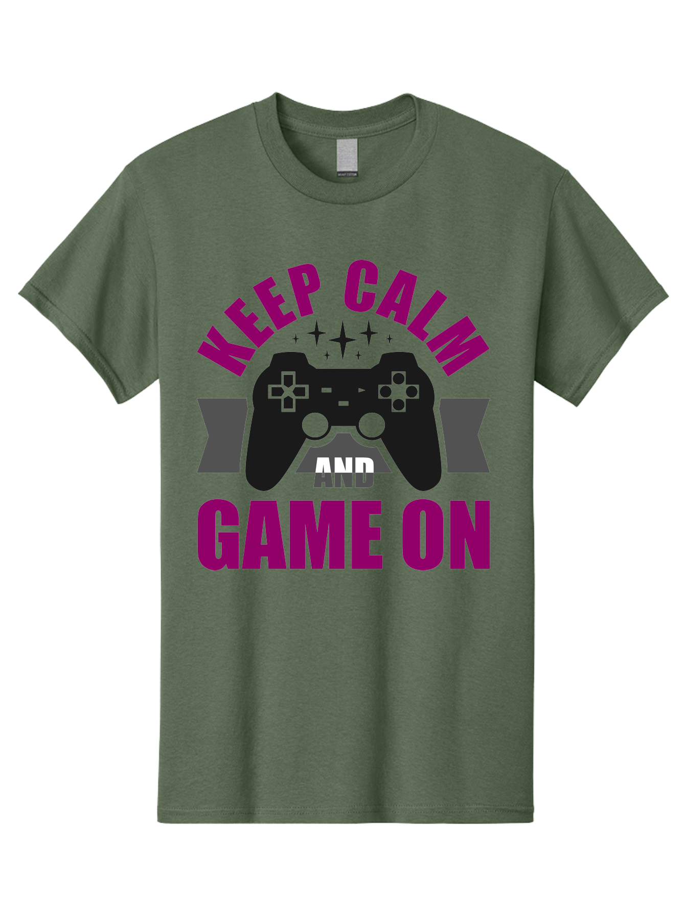 Keep-Calm-And-Game-On Men'S Graphic Tee, 100% Cotton, Comfortable Casual Summer Wear, Machine Washable, Gaming Inspiration, Motivational Quote, Video Game Controller, Keep Calm, Game On, Gaming Quote, Motivational Poster, - Aaa651