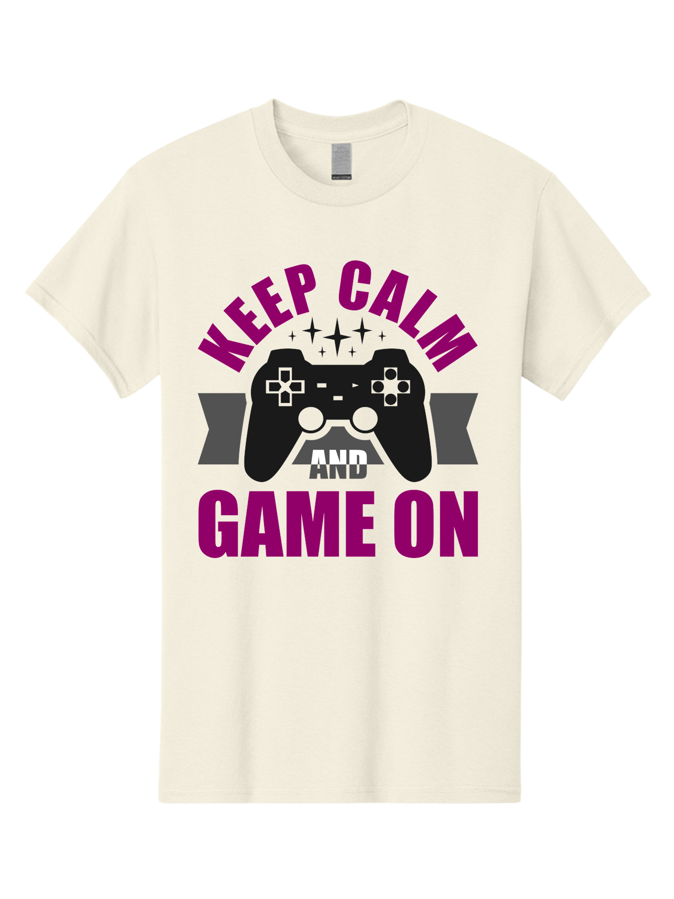 Keep-Calm-And-Game-On Men'S Graphic Tee, 100% Cotton, Comfortable Casual Summer Wear, Machine Washable, Gaming Inspiration, Motivational Quote, Video Game Controller, Keep Calm, Game On, Gaming Quote, Motivational Poster, - Aaa651