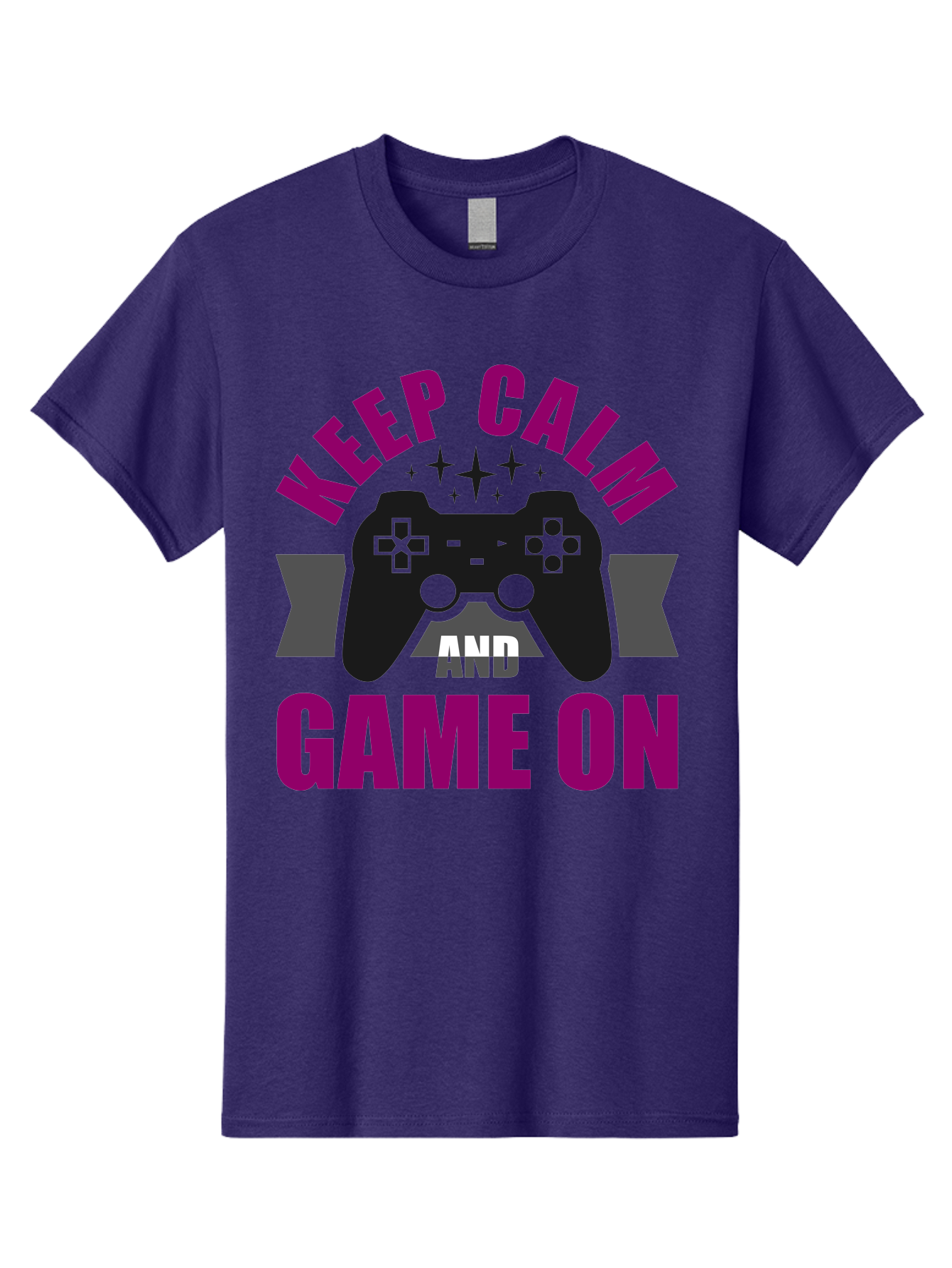 Keep-Calm-And-Game-On Men'S Graphic Tee, 100% Cotton, Comfortable Casual Summer Wear, Machine Washable, Gaming Inspiration, Motivational Quote, Video Game Controller, Keep Calm, Game On, Gaming Quote, Motivational Poster, - Aaa651