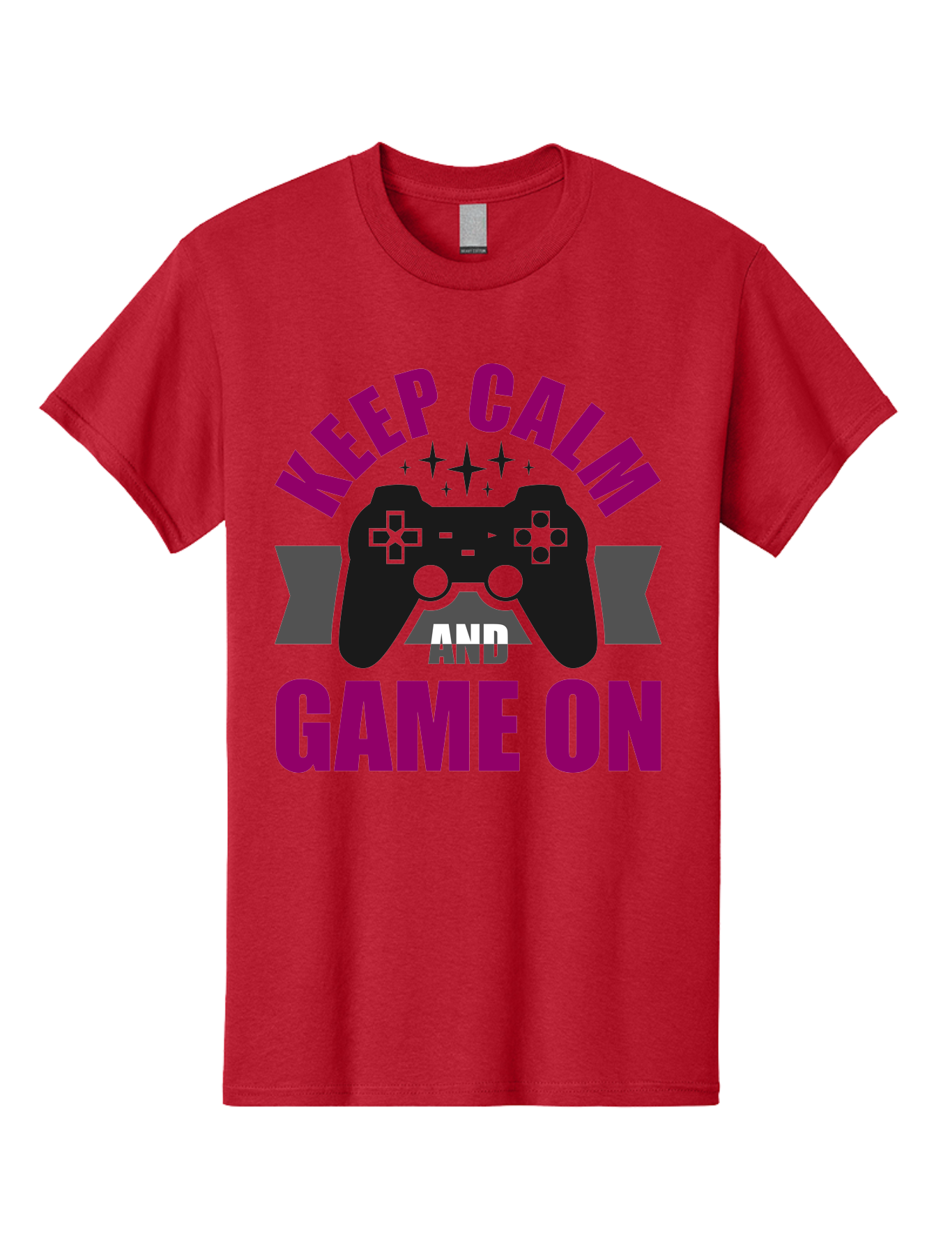 Keep-Calm-And-Game-On Men'S Graphic Tee, 100% Cotton, Comfortable Casual Summer Wear, Machine Washable, Gaming Inspiration, Motivational Quote, Video Game Controller, Keep Calm, Game On, Gaming Quote, Motivational Poster, - Aaa651