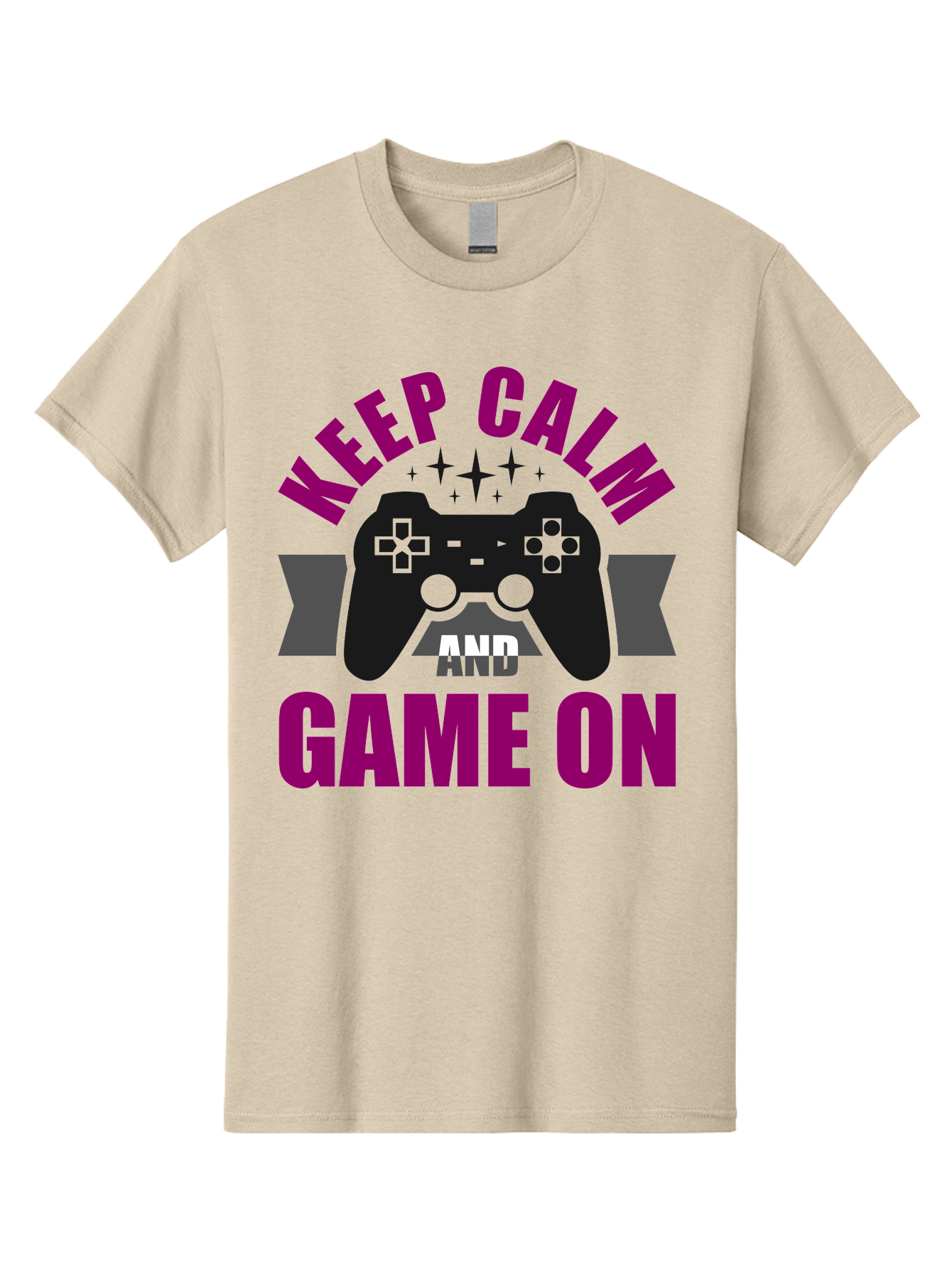 Keep-Calm-And-Game-On Men'S Graphic Tee, 100% Cotton, Comfortable Casual Summer Wear, Machine Washable, Gaming Inspiration, Motivational Quote, Video Game Controller, Keep Calm, Game On, Gaming Quote, Motivational Poster, - Aaa651