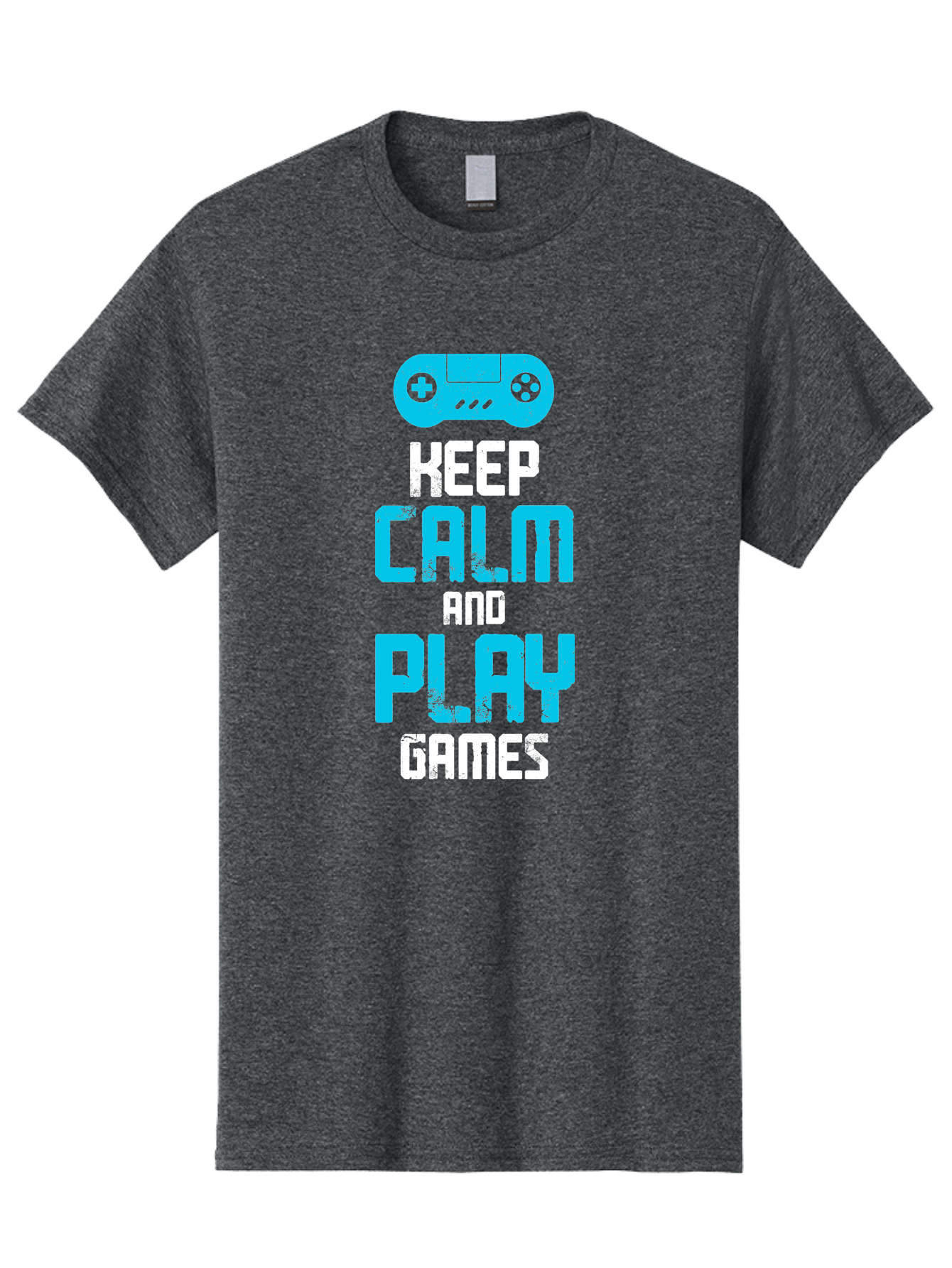 Keep-Calm-And-Play-Games Men'S Graphic Tee, 100% Cotton, Comfortable Casual Summer Wear, Machine Washable, Gaming Poster, Playful Design, Keep Calm Parody, Video Game Controller, Gamer Gift, Retro Gaming Style, Fun Typography, - Aaa652