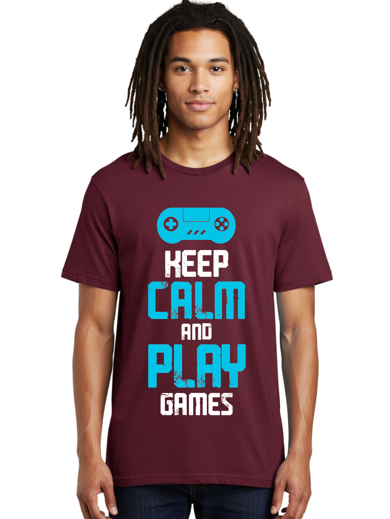 Keep-Calm-And-Play-Games Men'S Graphic Tee, 100% Cotton, Comfortable Casual Summer Wear, Machine Washable, Gaming Poster, Playful Design, Keep Calm Parody, Video Game Controller, Gamer Gift, Retro Gaming Style, Fun Typography, - Aaa652