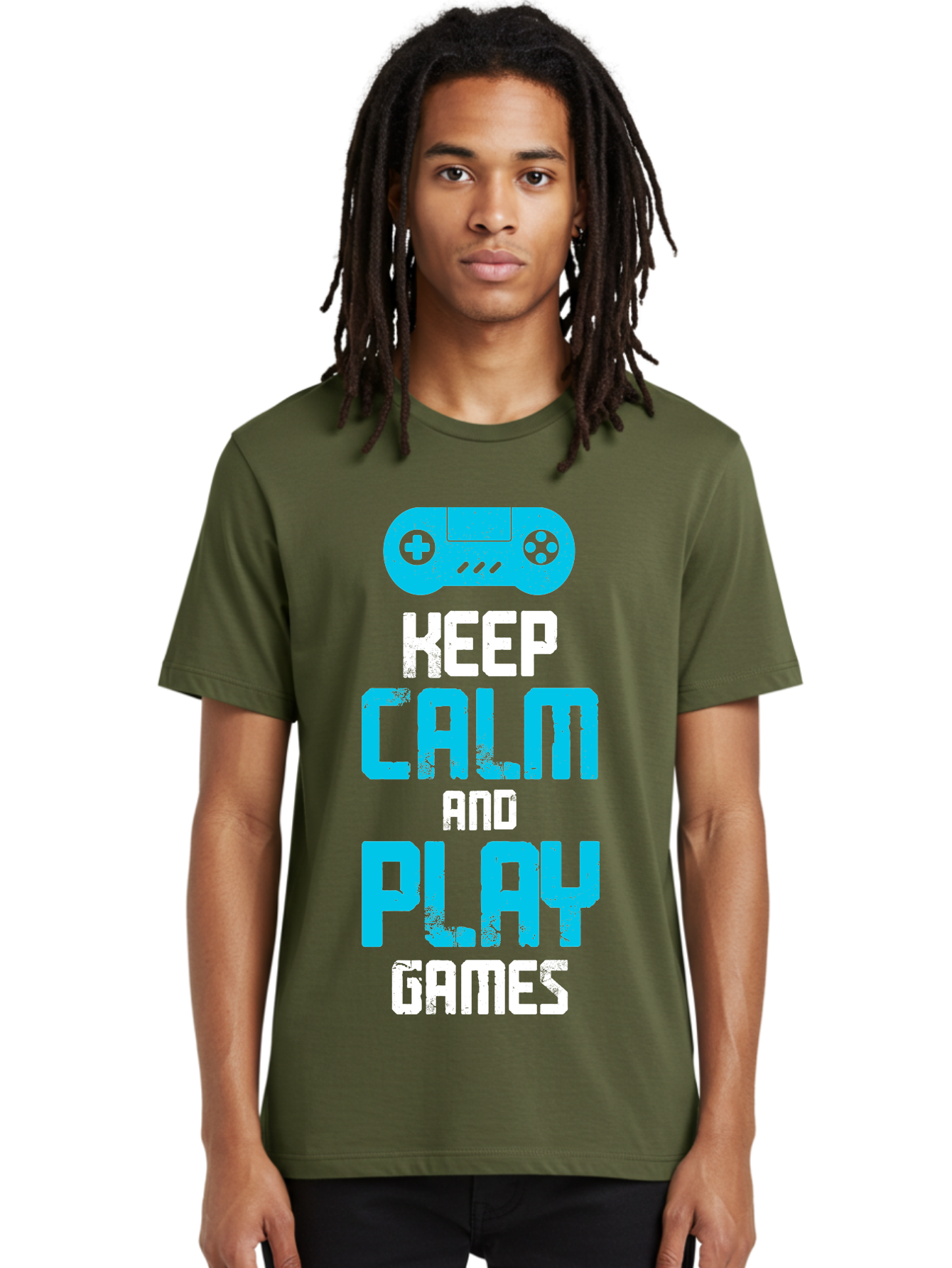 Keep-Calm-And-Play-Games Men'S Graphic Tee, 100% Cotton, Comfortable Casual Summer Wear, Machine Washable, Gaming Poster, Playful Design, Keep Calm Parody, Video Game Controller, Gamer Gift, Retro Gaming Style, Fun Typography, - Aaa652
