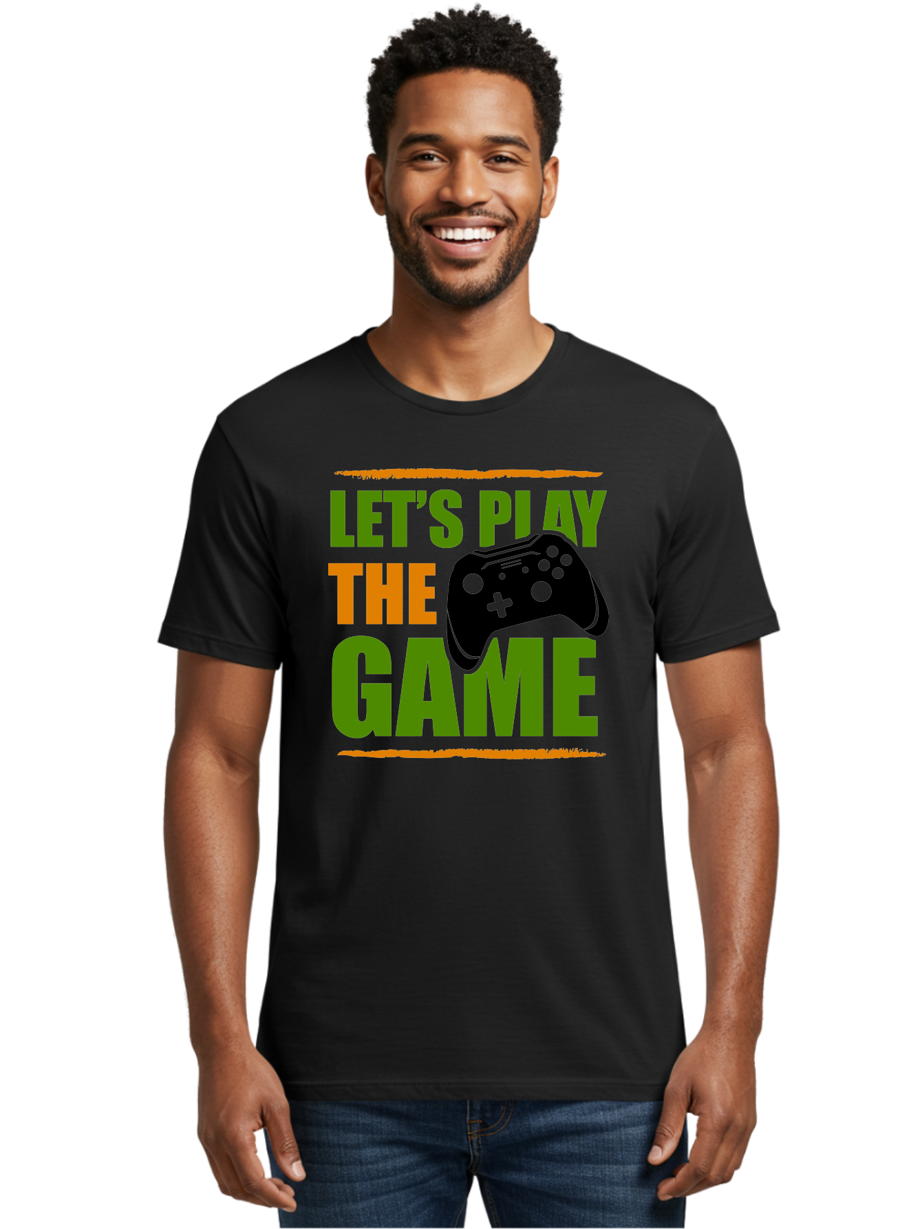 Let-S-Play-Game Men'S Graphic Tee, 100% Cotton, Comfortable Casual Summer Wear, Machine Washable, Game Controller, Playful Vibe, Gaming Inspiration, Let'S Play, Fun Gaming, Video Game, Gaming Culture, Gaming Community, Game On - Aaa653