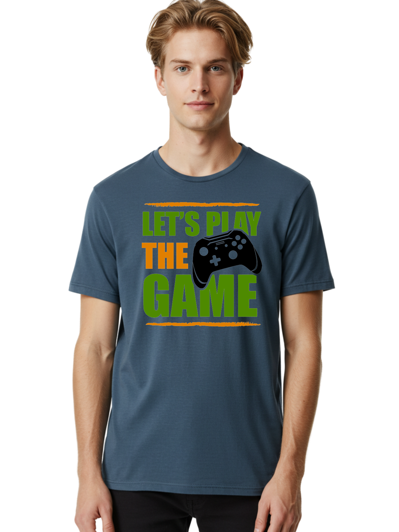 Let-S-Play-Game Men'S Graphic Tee, 100% Cotton, Comfortable Casual Summer Wear, Machine Washable, Game Controller, Playful Vibe, Gaming Inspiration, Let'S Play, Fun Gaming, Video Game, Gaming Culture, Gaming Community, Game On - Aaa653