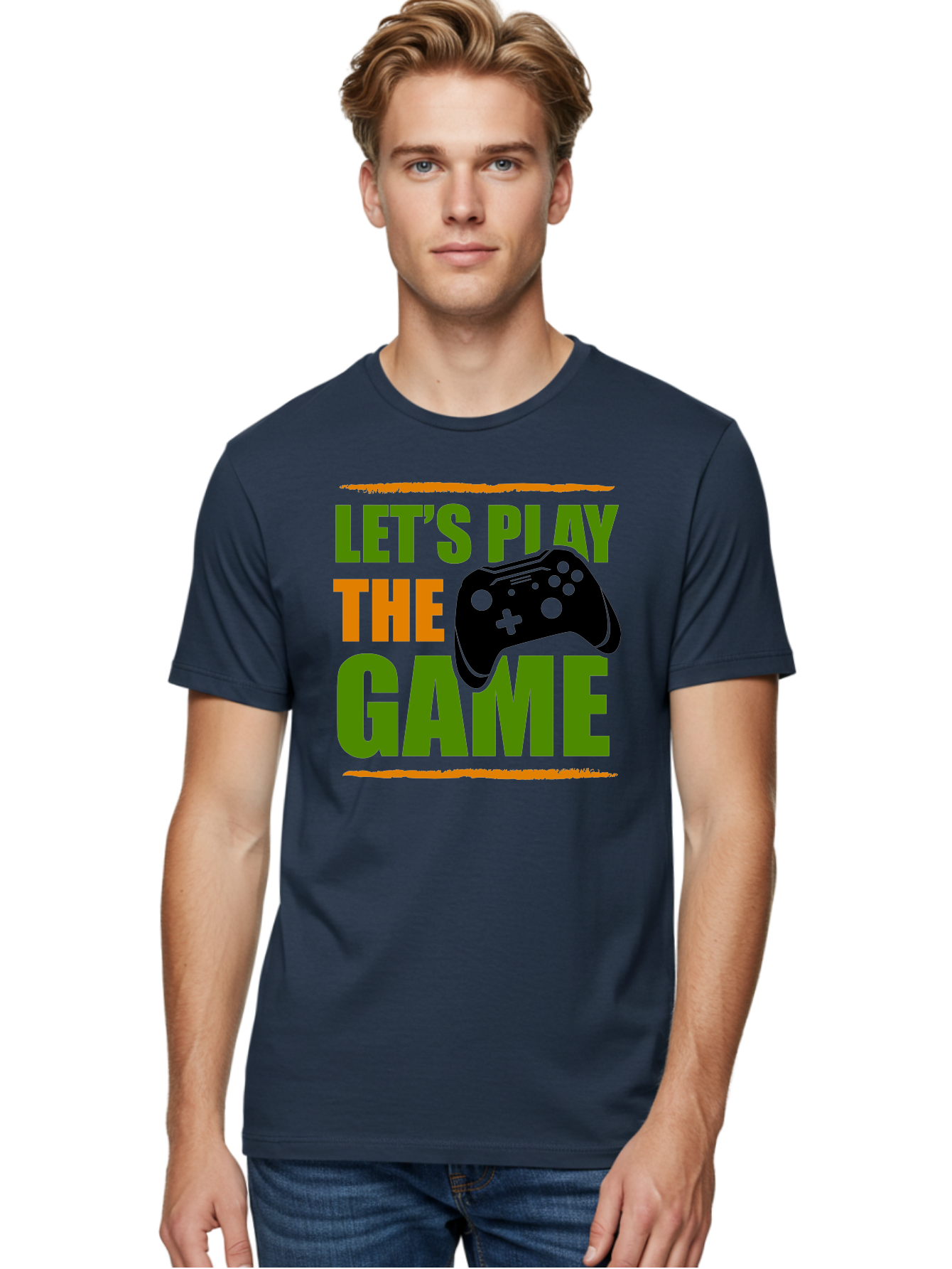 Let-S-Play-Game Men'S Graphic Tee, 100% Cotton, Comfortable Casual Summer Wear, Machine Washable, Game Controller, Playful Vibe, Gaming Inspiration, Let'S Play, Fun Gaming, Video Game, Gaming Culture, Gaming Community, Game On - Aaa653