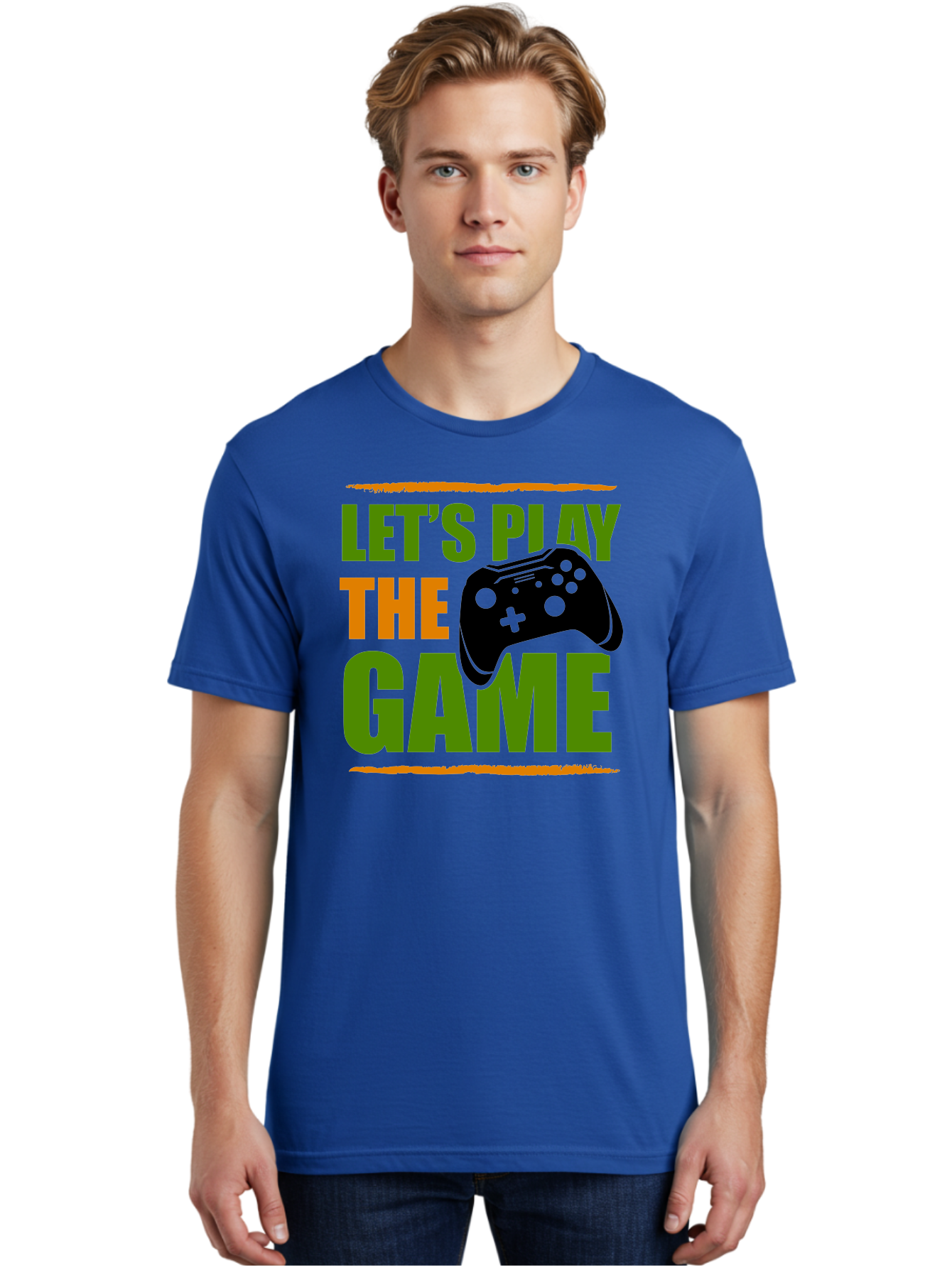 Let-S-Play-Game Men'S Graphic Tee, 100% Cotton, Comfortable Casual Summer Wear, Machine Washable, Game Controller, Playful Vibe, Gaming Inspiration, Let'S Play, Fun Gaming, Video Game, Gaming Culture, Gaming Community, Game On - Aaa653