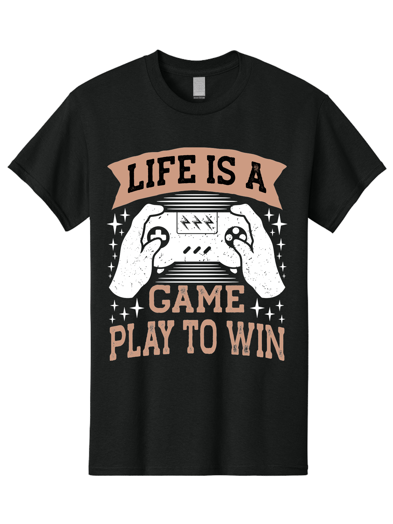 Life-Is-A-Game-Play-To-Win Men'S Graphic Tee, 100% Cotton, Comfortable Casual Summer Wear, Machine Washable, Gaming Inspiration, Game Controller, Motivational Quote, Life Is A Game, Play To Win, Video Game Culture, Gamer Motivation, - Aaa654