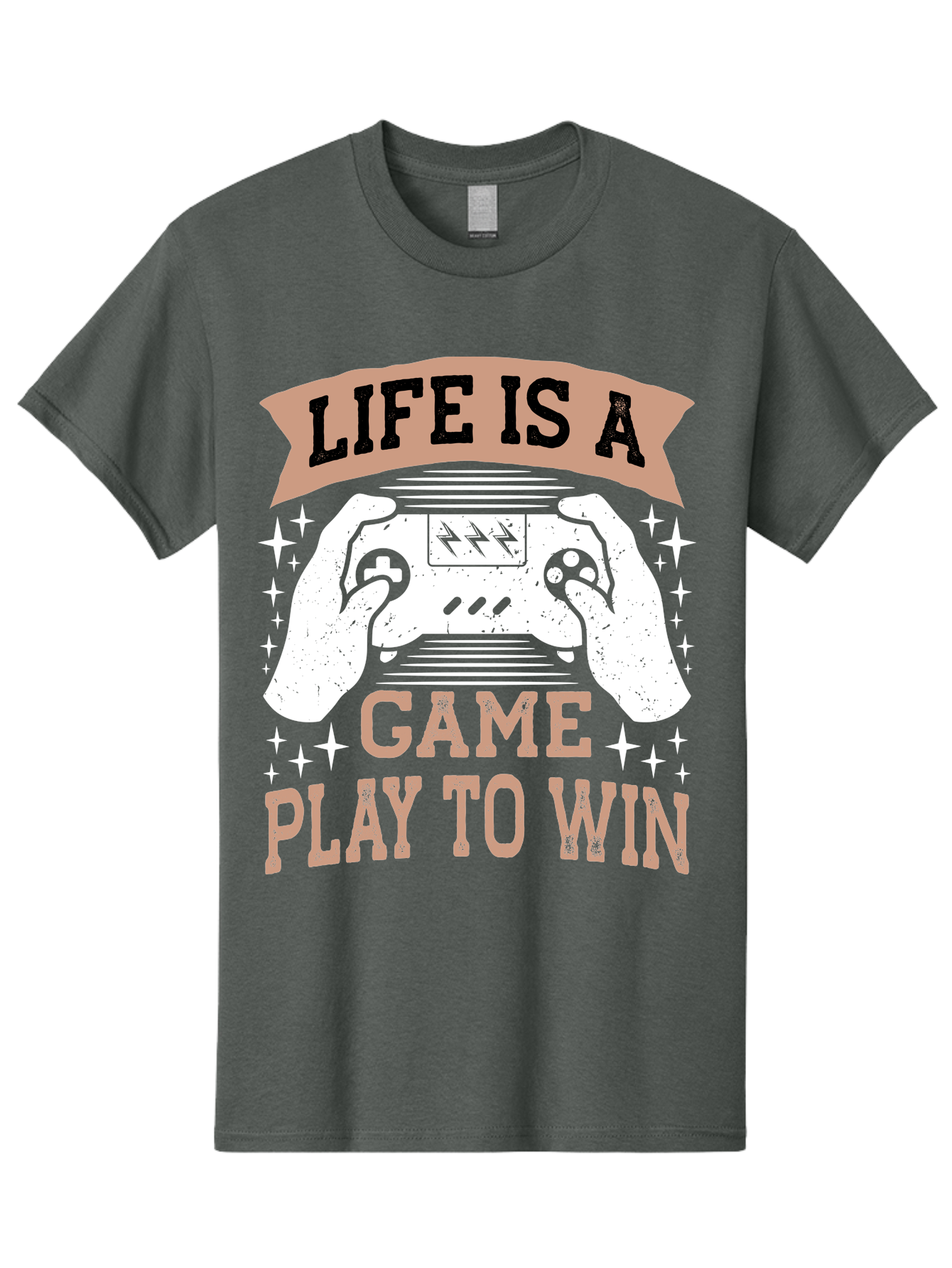 Life-Is-A-Game-Play-To-Win Men'S Graphic Tee, 100% Cotton, Comfortable Casual Summer Wear, Machine Washable, Gaming Inspiration, Game Controller, Motivational Quote, Life Is A Game, Play To Win, Video Game Culture, Gamer Motivation, - Aaa654