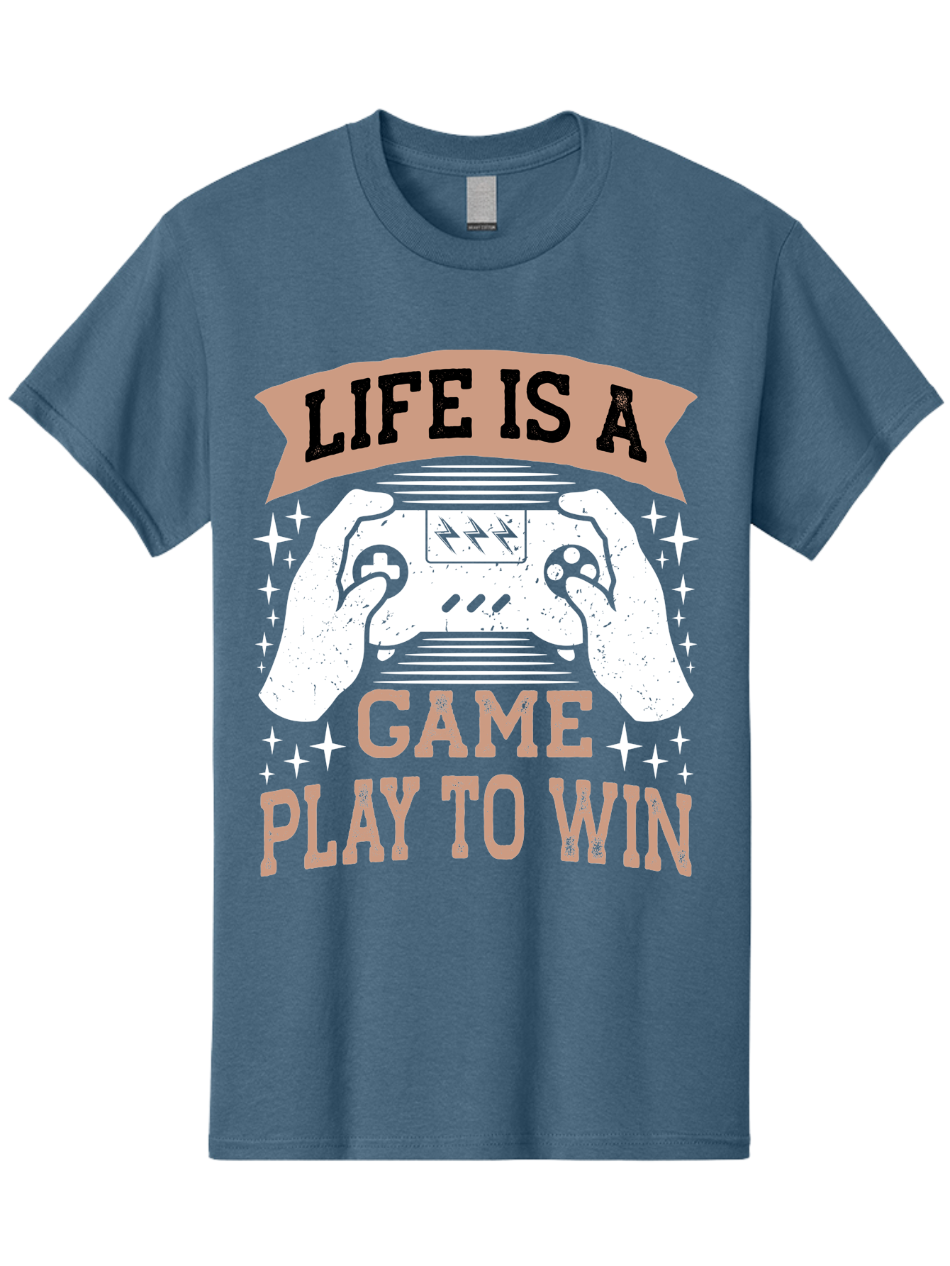 Life-Is-A-Game-Play-To-Win Men'S Graphic Tee, 100% Cotton, Comfortable Casual Summer Wear, Machine Washable, Gaming Inspiration, Game Controller, Motivational Quote, Life Is A Game, Play To Win, Video Game Culture, Gamer Motivation, - Aaa654