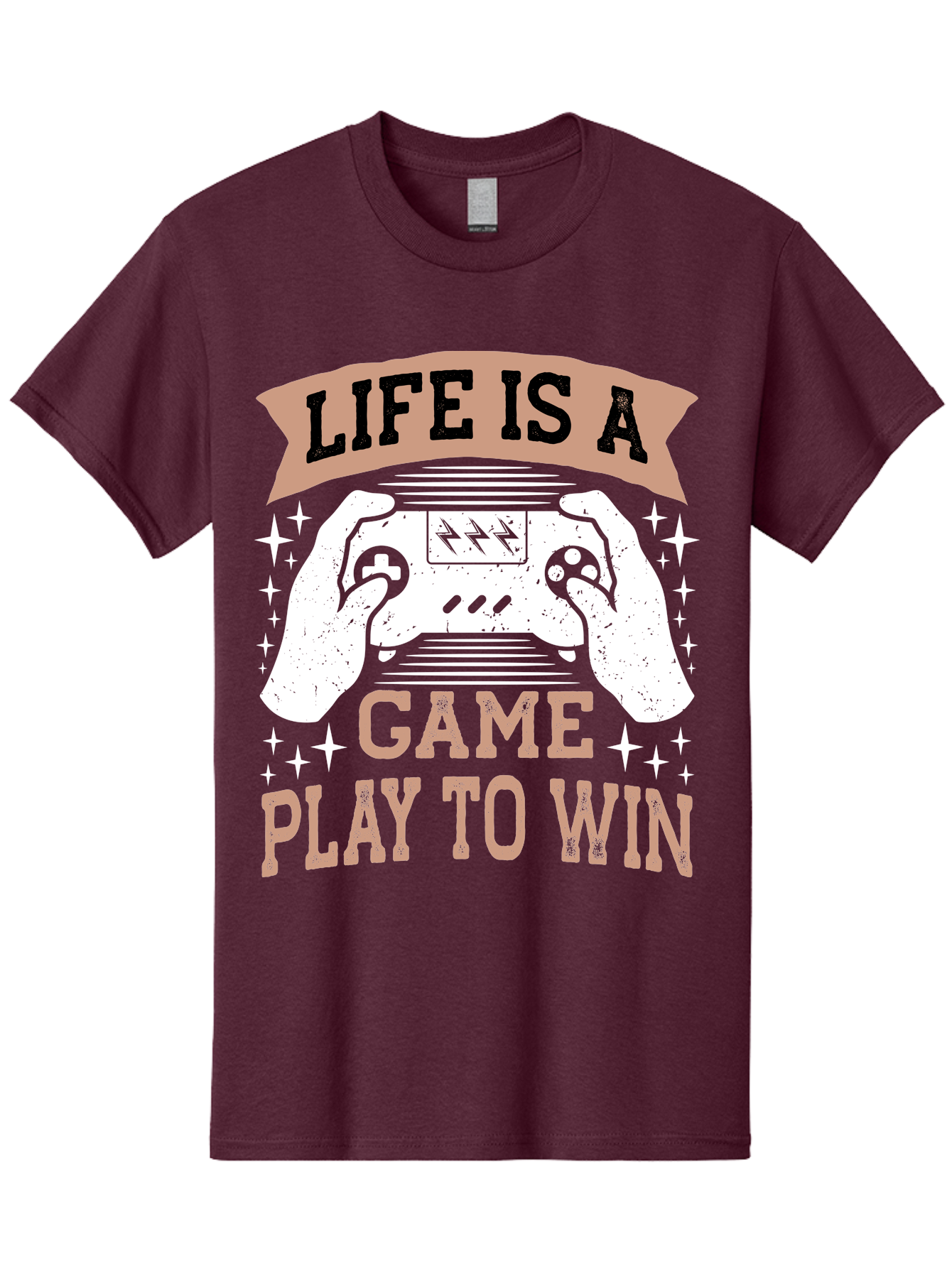 Life-Is-A-Game-Play-To-Win Men'S Graphic Tee, 100% Cotton, Comfortable Casual Summer Wear, Machine Washable, Gaming Inspiration, Game Controller, Motivational Quote, Life Is A Game, Play To Win, Video Game Culture, Gamer Motivation, - Aaa654