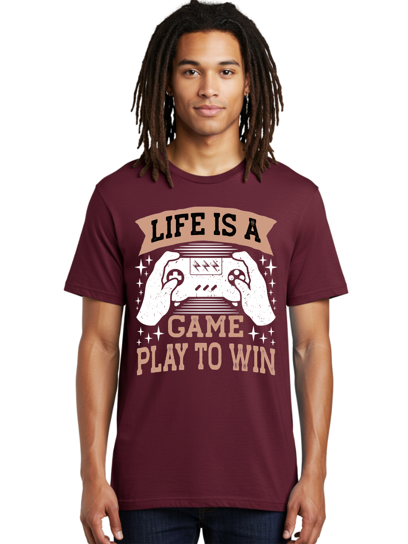 Life-Is-A-Game-Play-To-Win Men'S Graphic Tee, 100% Cotton, Comfortable Casual Summer Wear, Machine Washable, Gaming Inspiration, Game Controller, Motivational Quote, Life Is A Game, Play To Win, Video Game Culture, Gamer Motivation, - Aaa654